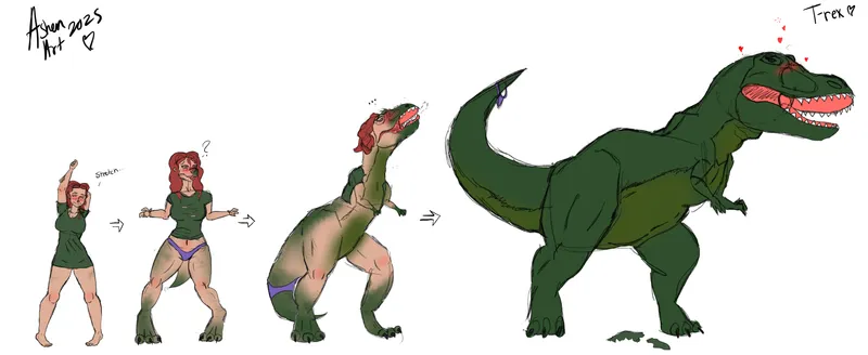Thumbnail Transformed into a Tyrannosaurus Queen: AshenArtTF's Creation