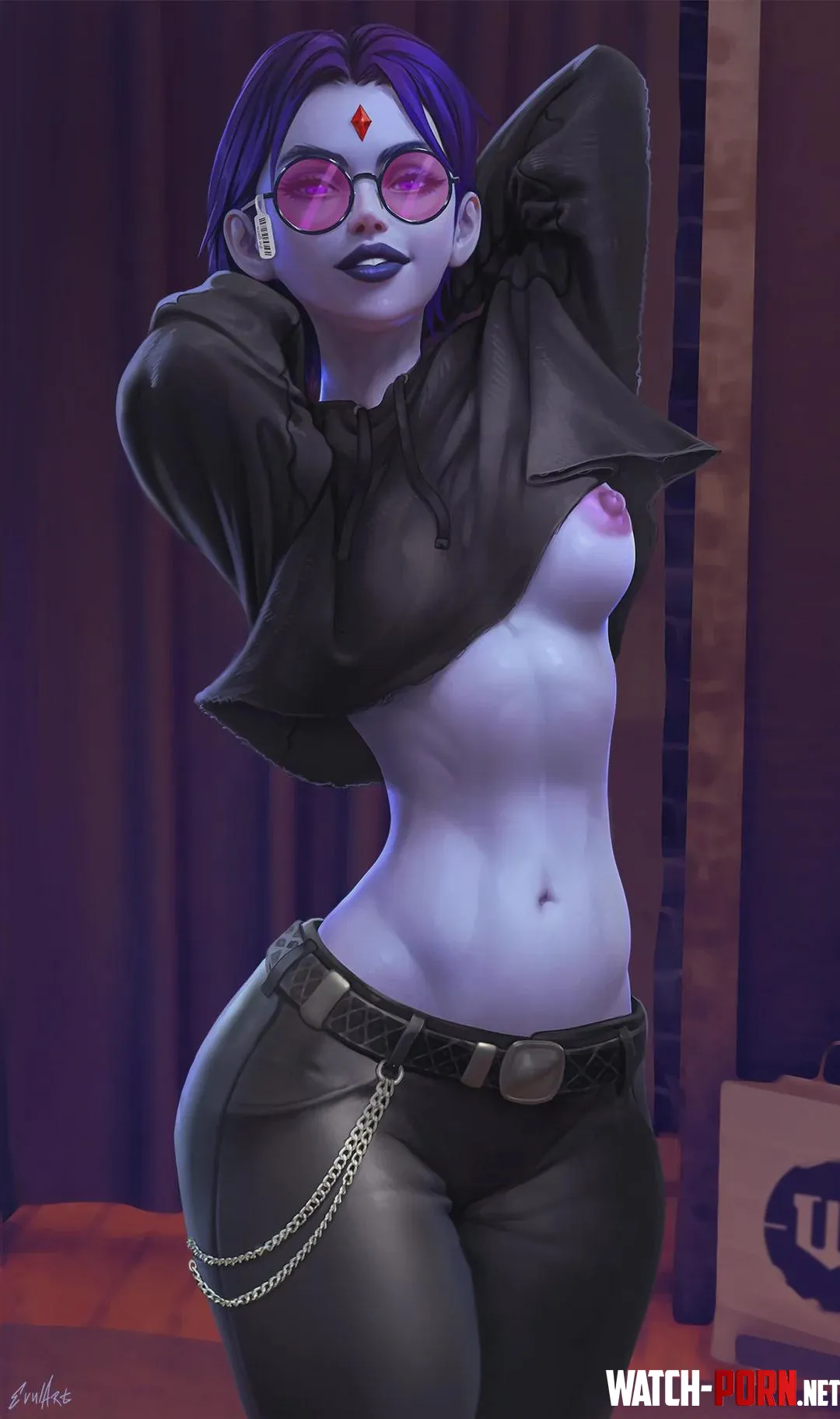 Raven shows her titty (EvulArt) by Realistic_Rough_8638