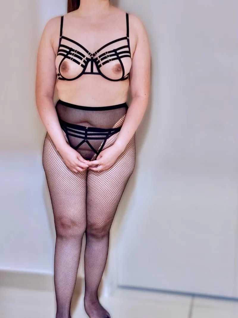 Thumbnail Seductive Nightwear: Fishnets & Strappy Bra | WannabeHotwifeStag | lingerie