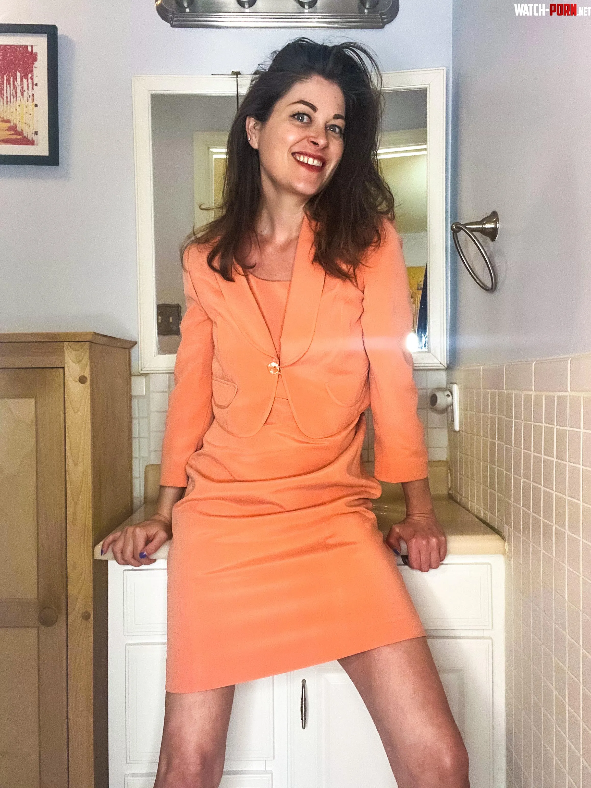vintage coral suit by OneBlueIris