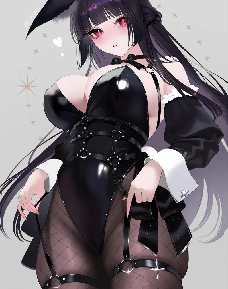 Thumbnail Miyabi in Black Leotard and Pantyhose by Arisuwu | Ecchi Content