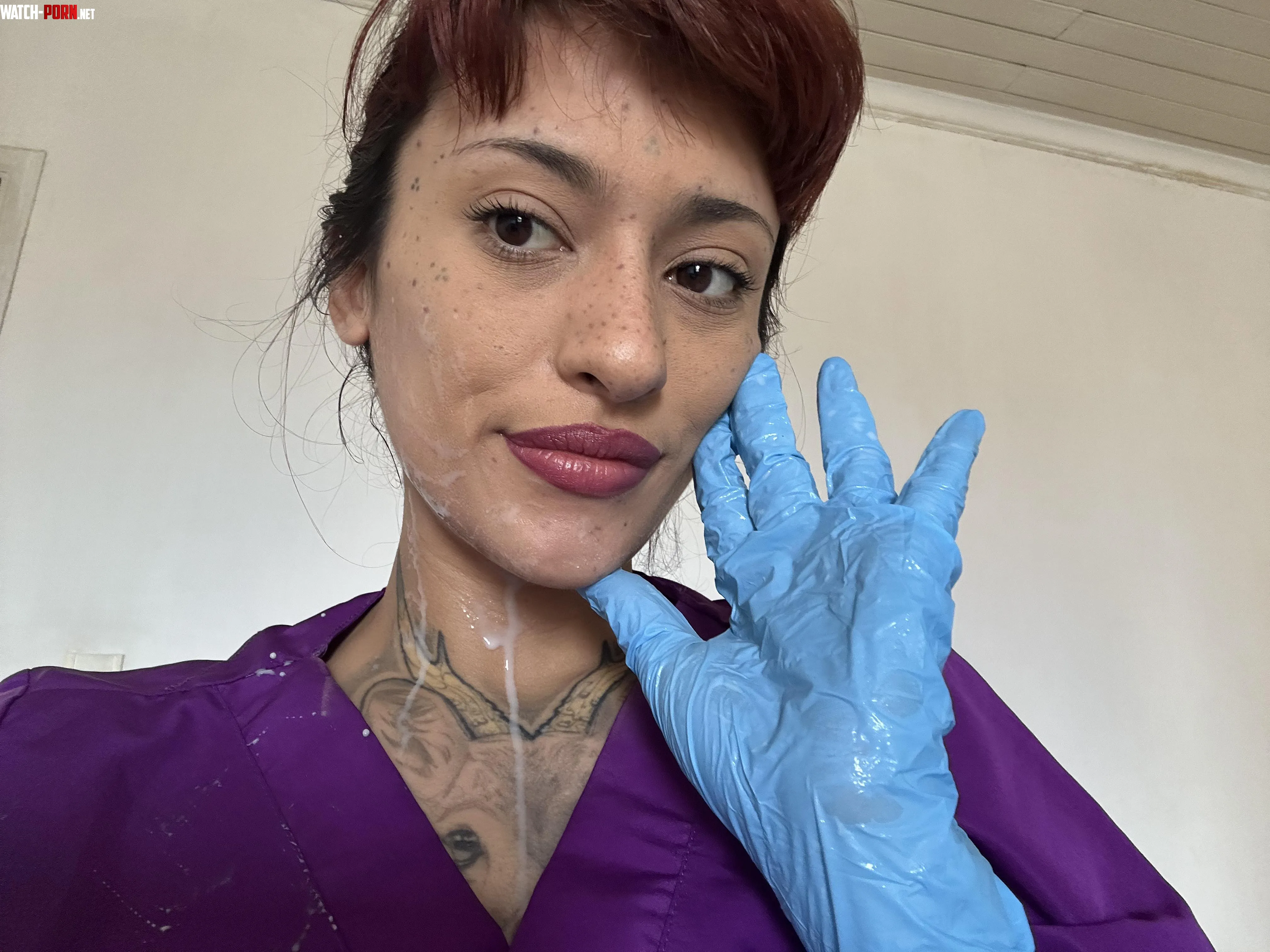 Slipping into these gloves felt way too good… want me to take them off, or keep them on? by BambiRosse
