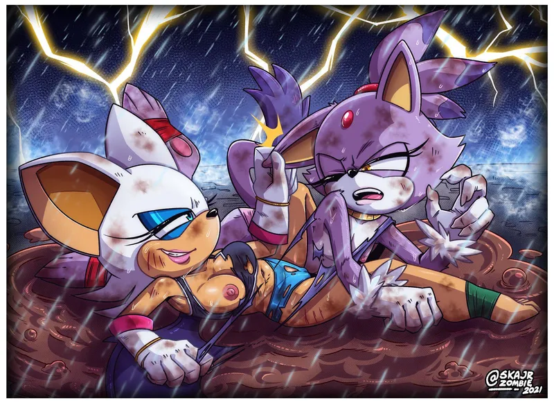 Thumbnail Rouge and Blaze's Mudfight: A Steamy Showdown by Hentaipervert524