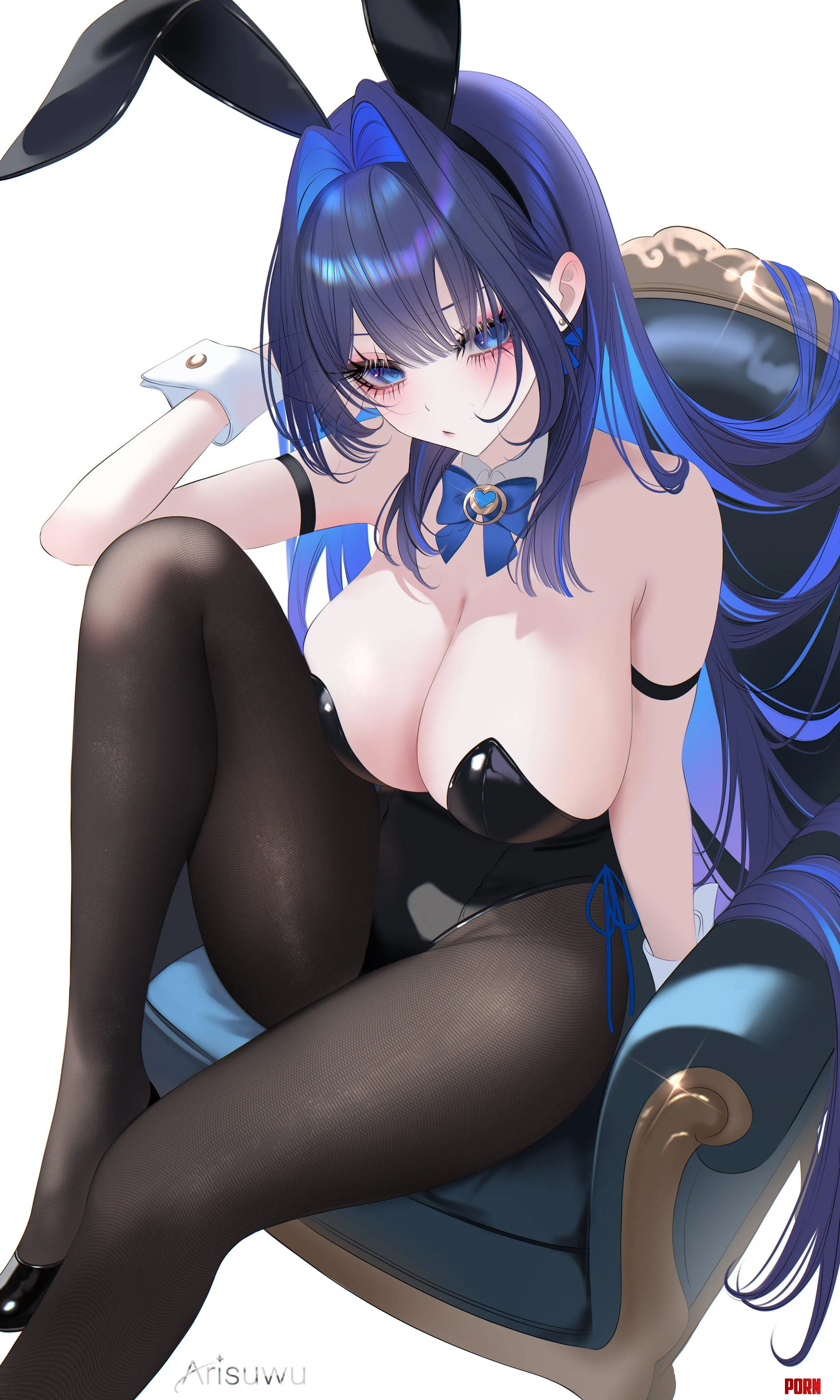Kronii in bunny outfit on chair (Arisuwu) [Hololive] by elegantloveglimmer