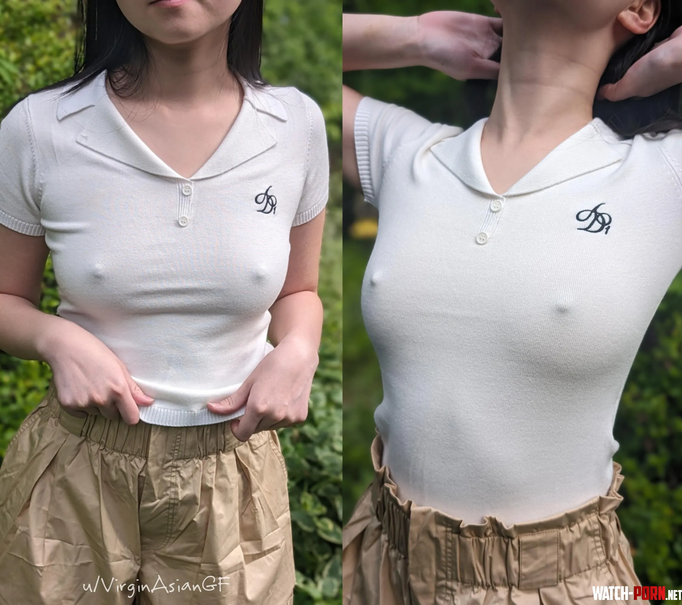 I tucked in this shirt so you can see my tiny nips even better... by virginasiangf
