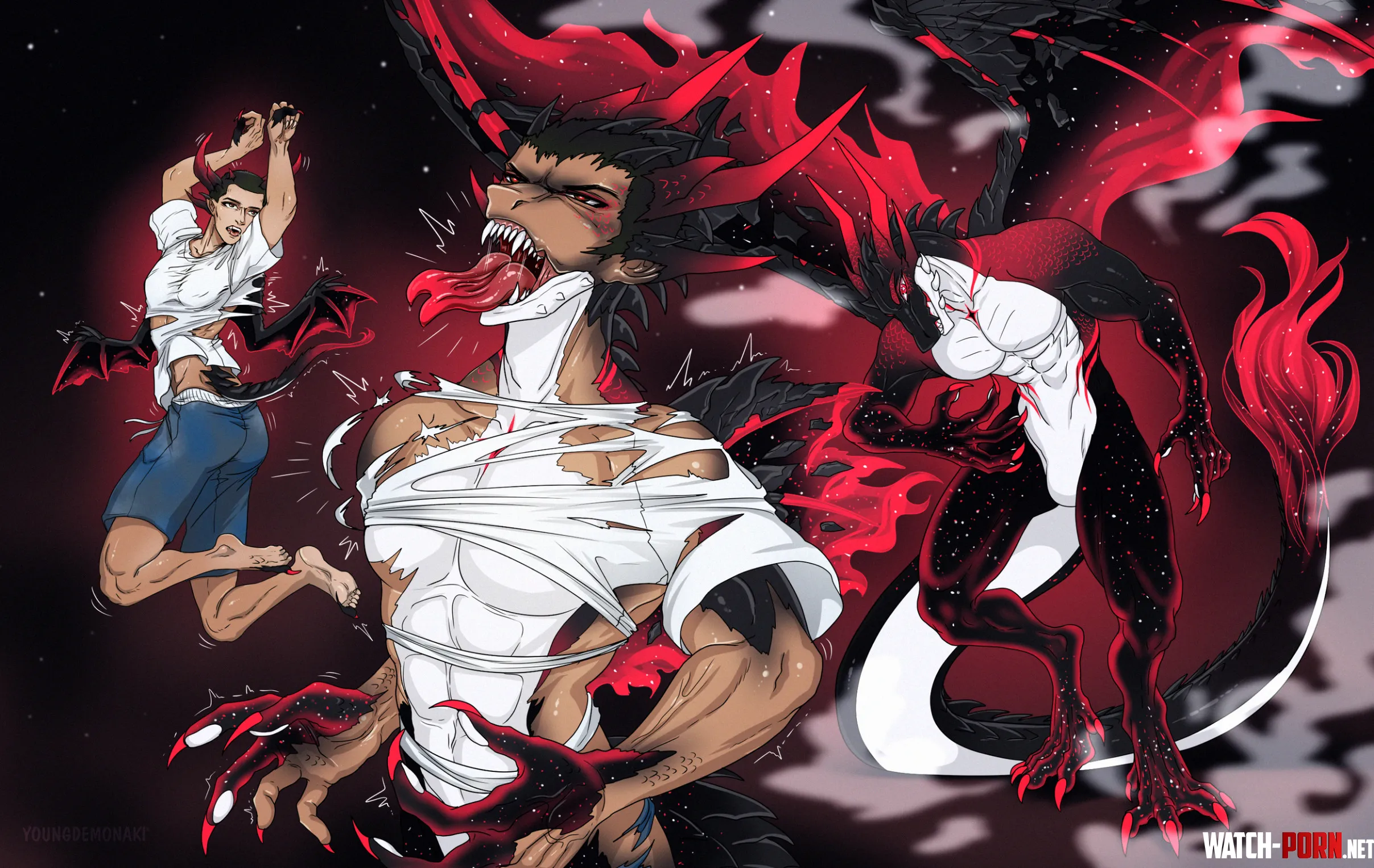 Transformation into a dragon by YoungdemonAki by GosthBuster