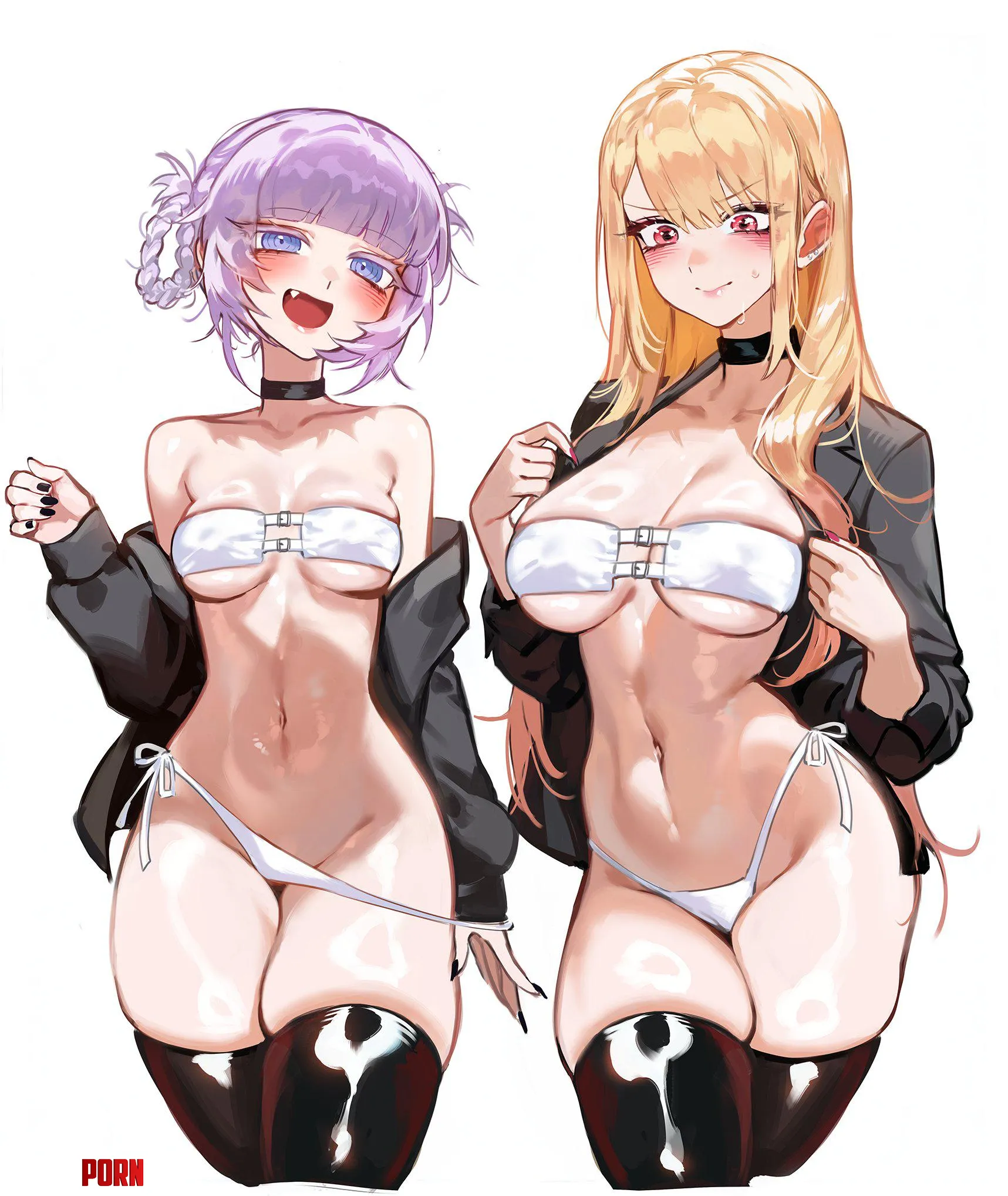Nazuna Nanakusa, Marin Kitawaga - matching bikinis (foolish potato, zephy) [Yofukashi no Uta Call of the night, My Dress up darling, Sono bisque doll wa koi wo suru] by gifsundgirls