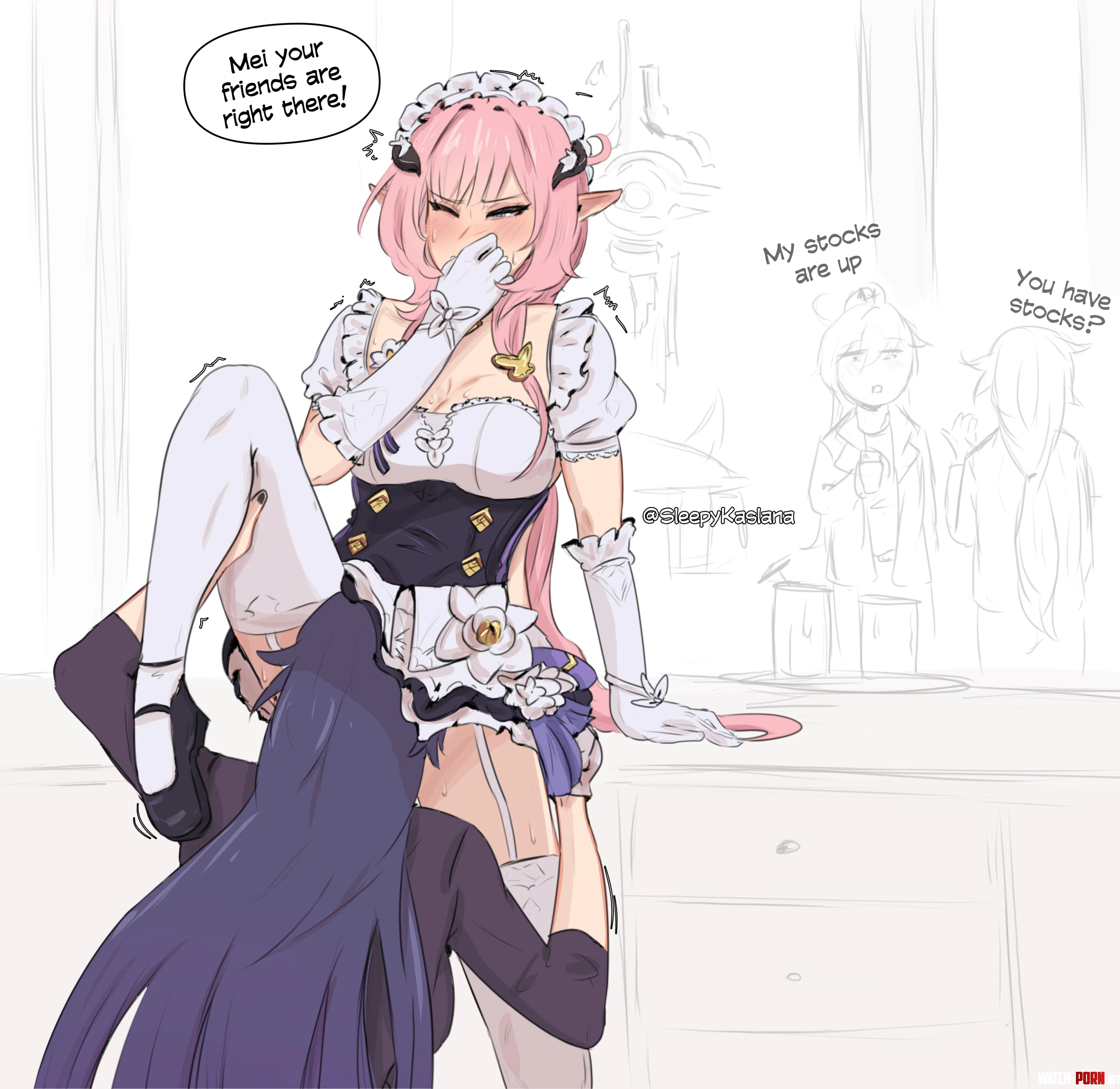 Mei doesn't care about her friends, she's focused on eating Elysia's pussy (zanqi) [Honkai] by HentaiDepartment