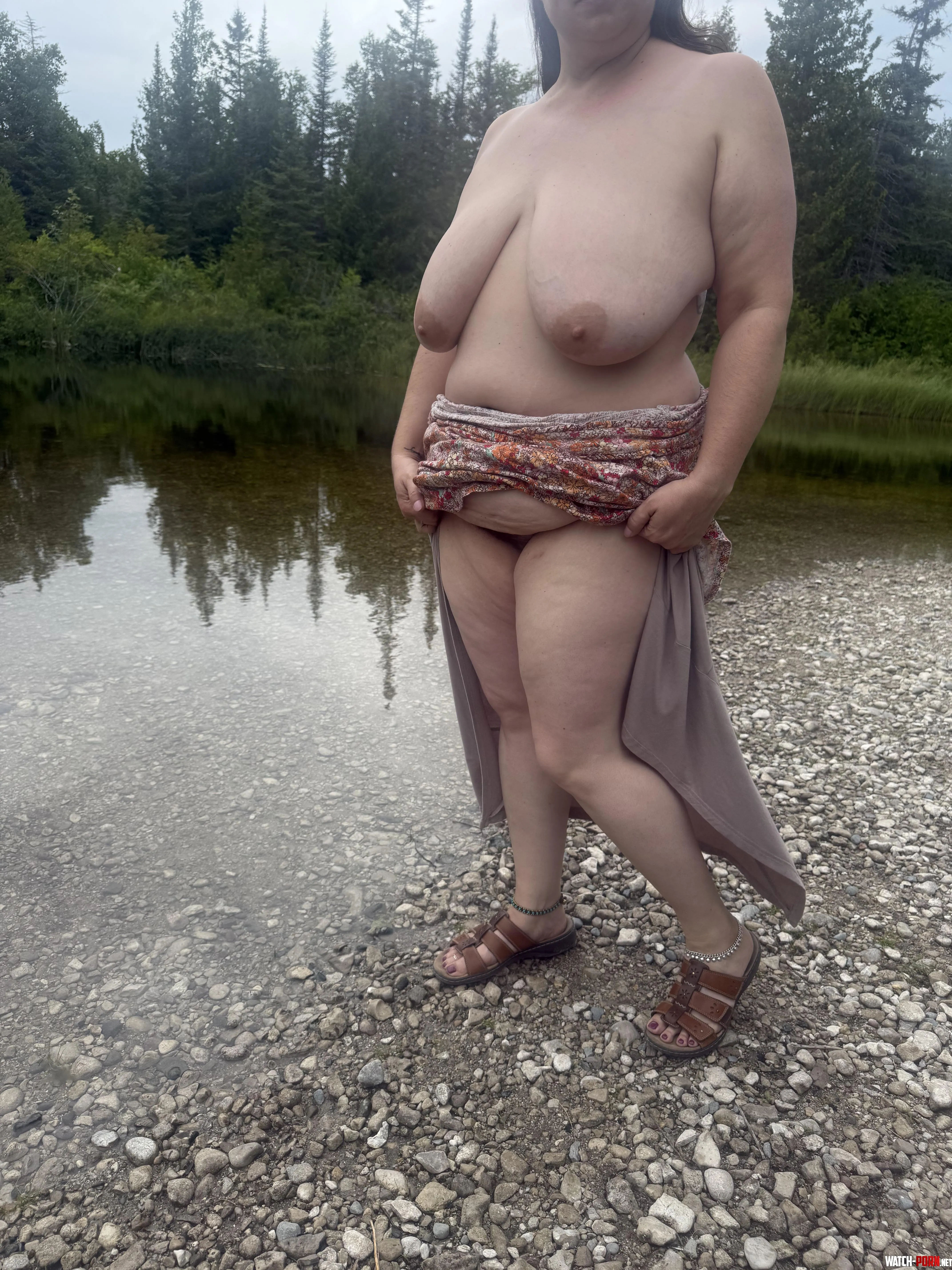 Her clothes coming off again outdoors by Juggs-a-poppin