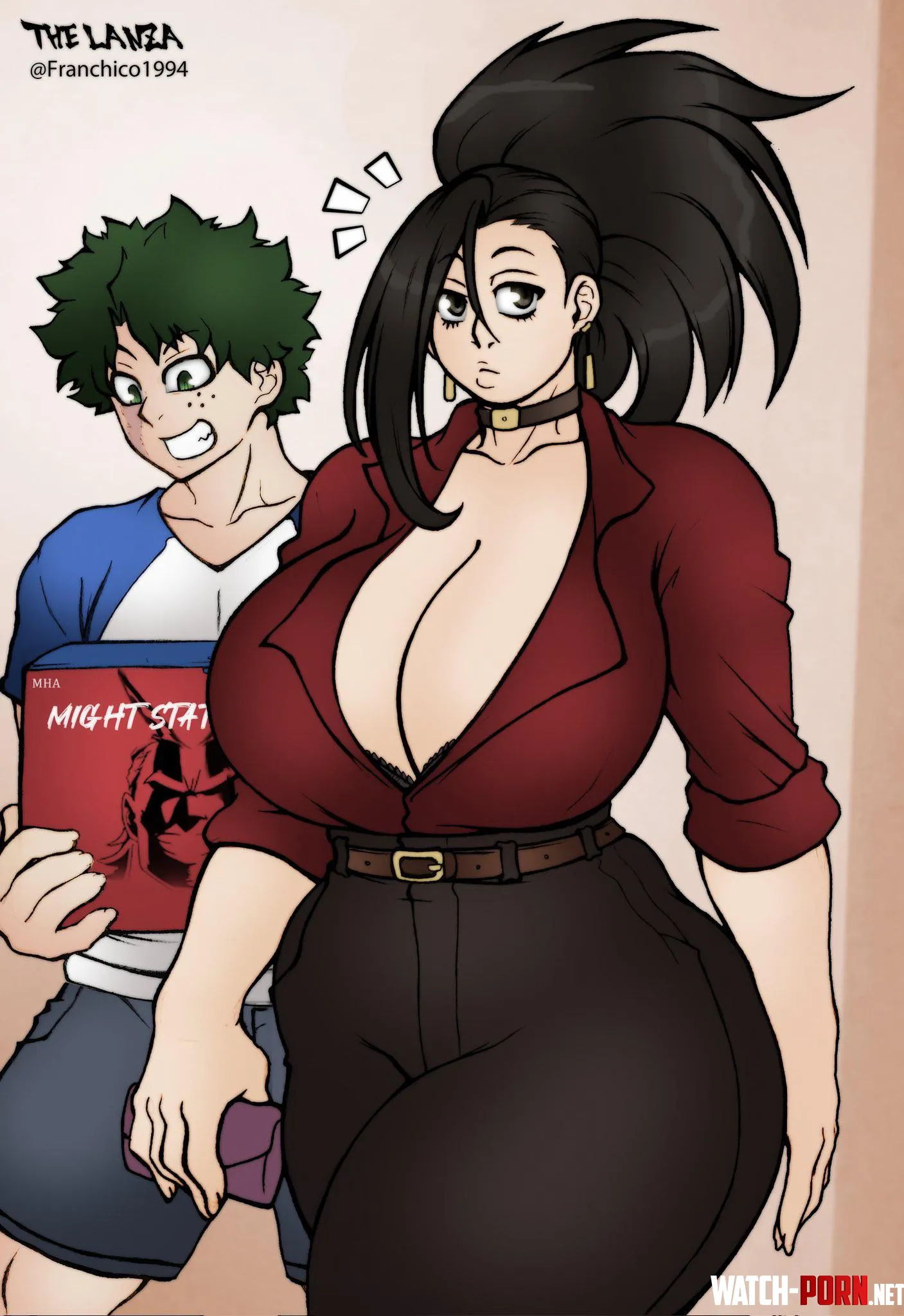Busty sugar mama Momo gets Deku a present (Lanza) by MillionHypotheses