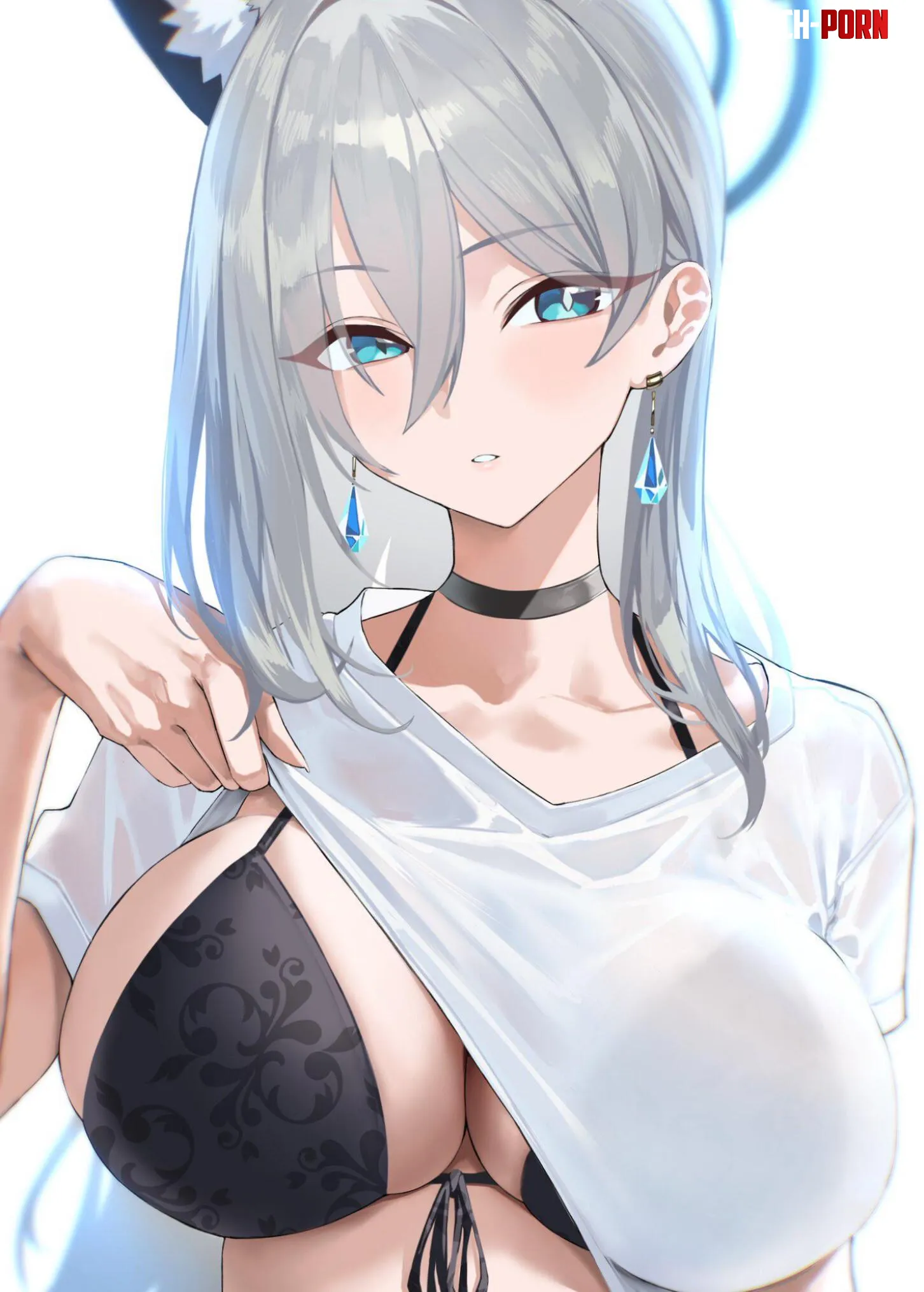 Shiroko Terror revealing a boob by Caliandh
