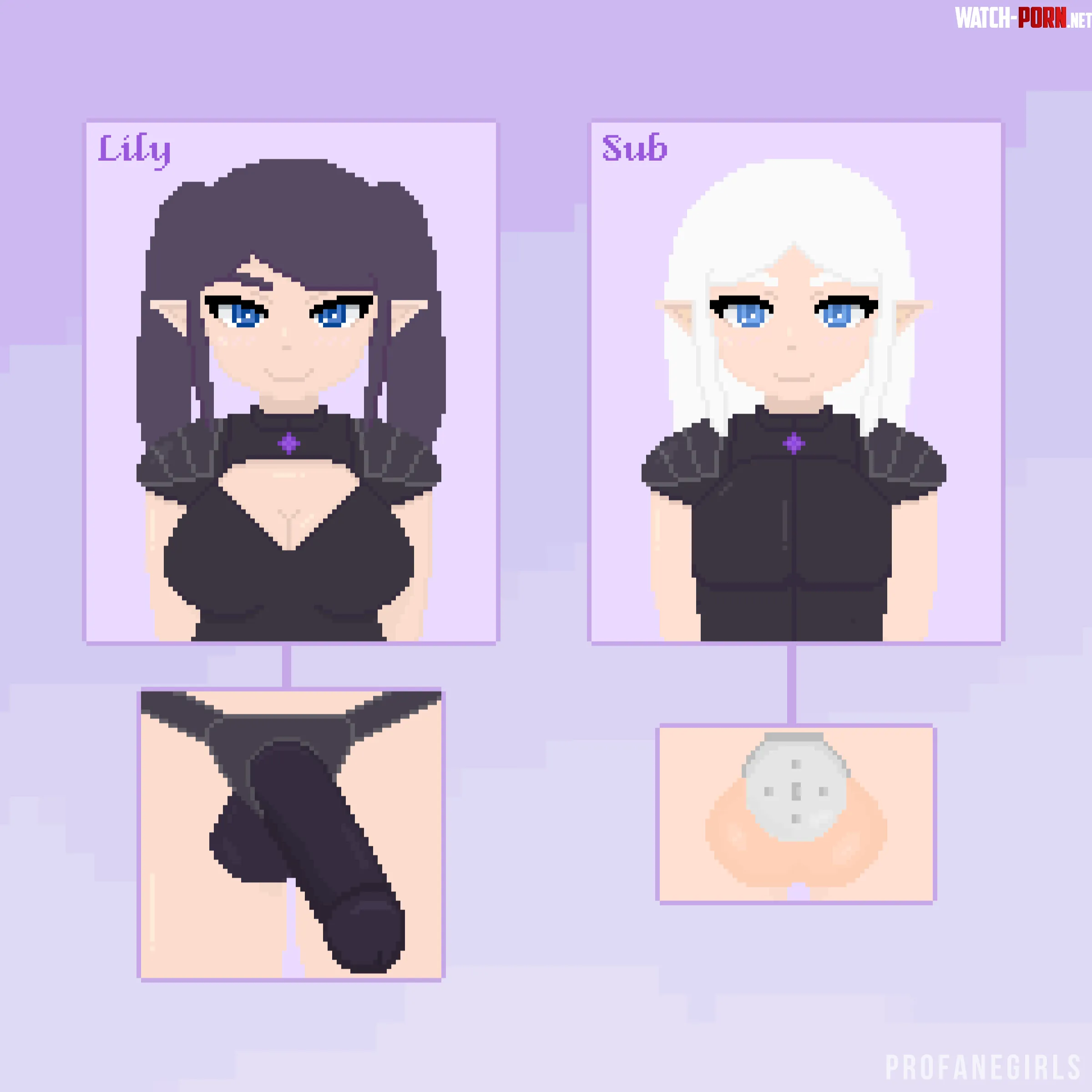 Lily and her sub 💜
We are developing a game about a dominant female elf and her subby boyfriend. And it will be full of femdom and chastity :) by profanegirls