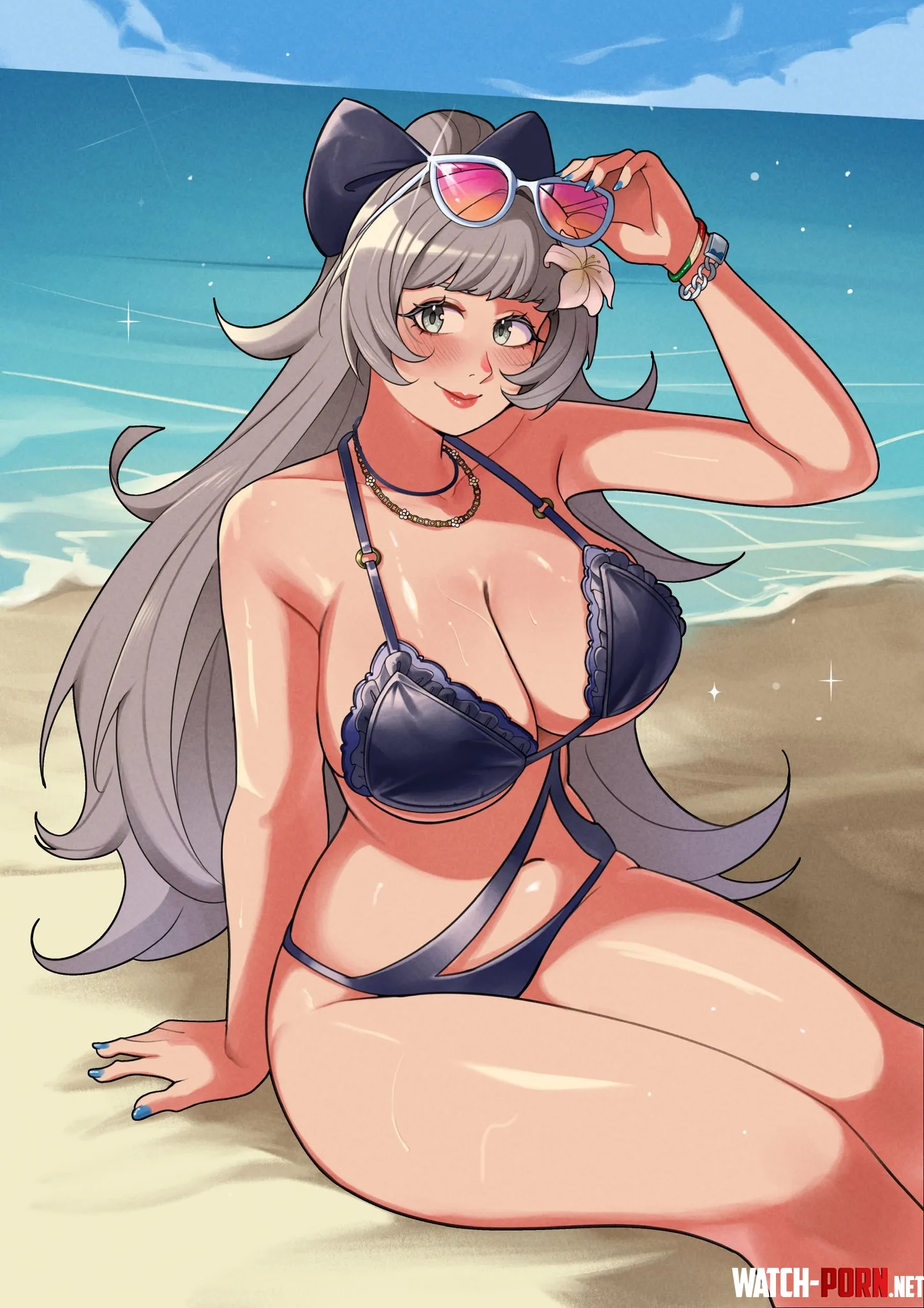 Mommy Vittorio Veneto watching her family play at the beach [Azur Lane] by Terran117