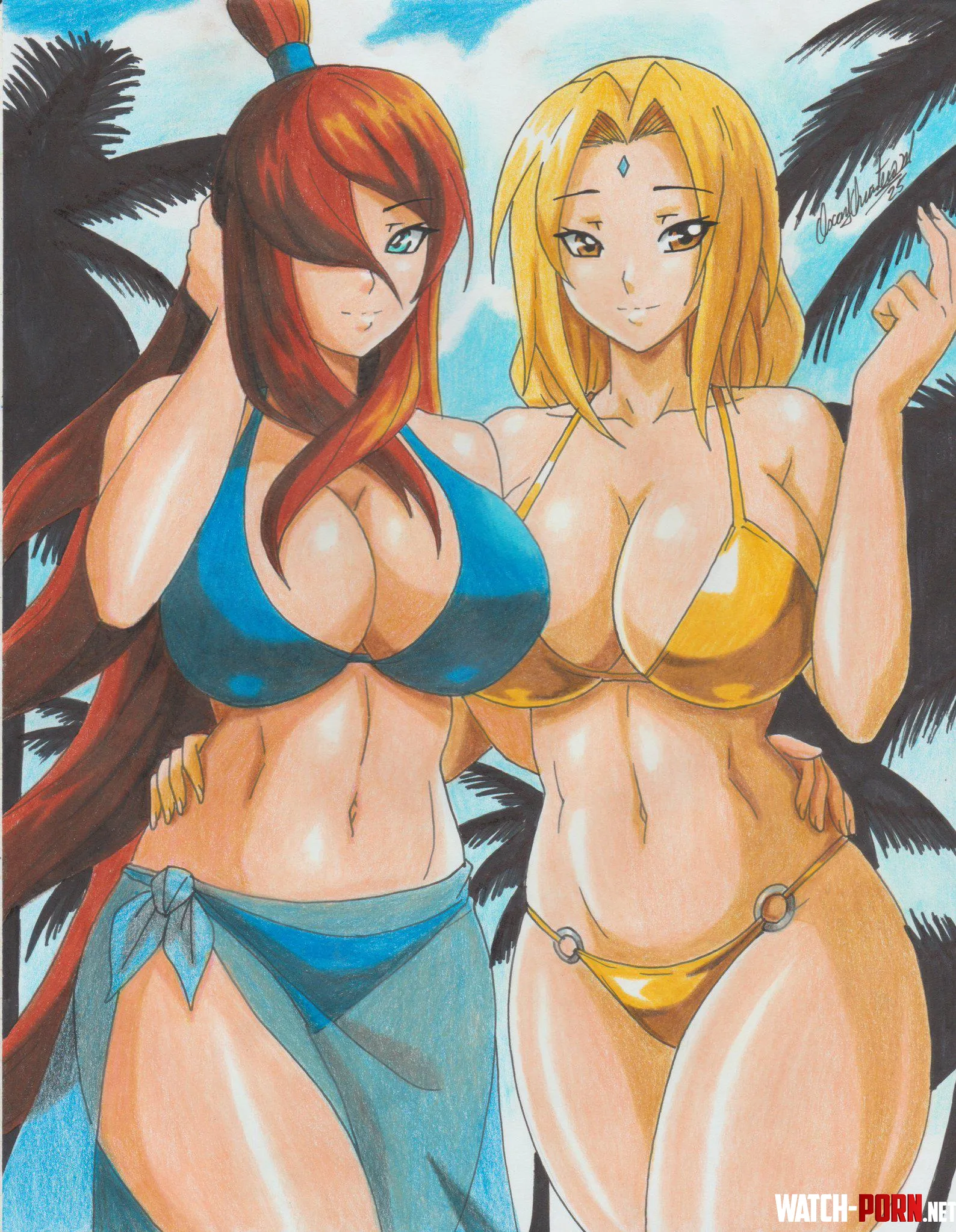 Mei and Tsunade in bikini (RavernClouk) [Naruto] by Basilico90