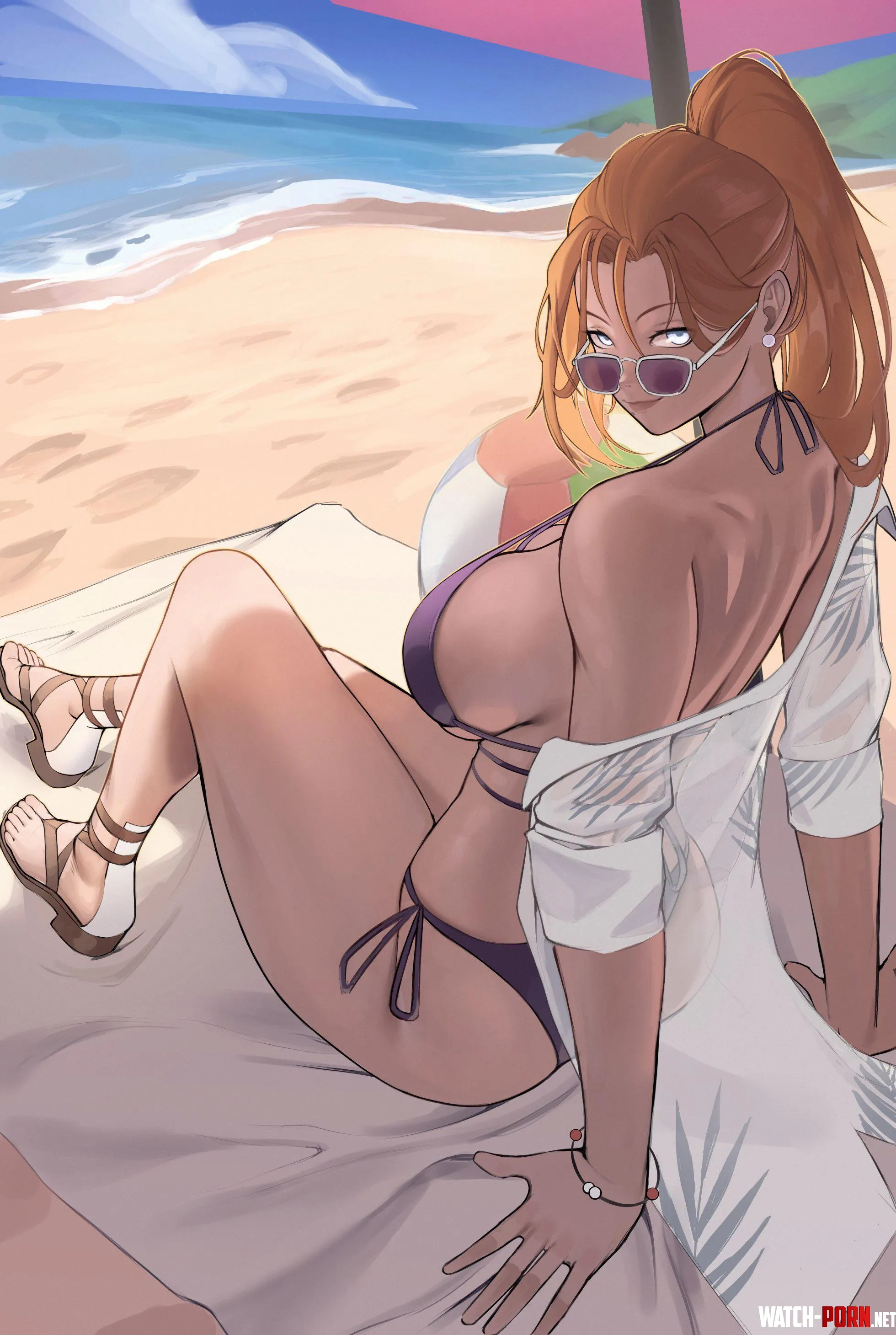 Mommy Rangiku enjoying the beach (zukululuu) by Silent_Steak_9540