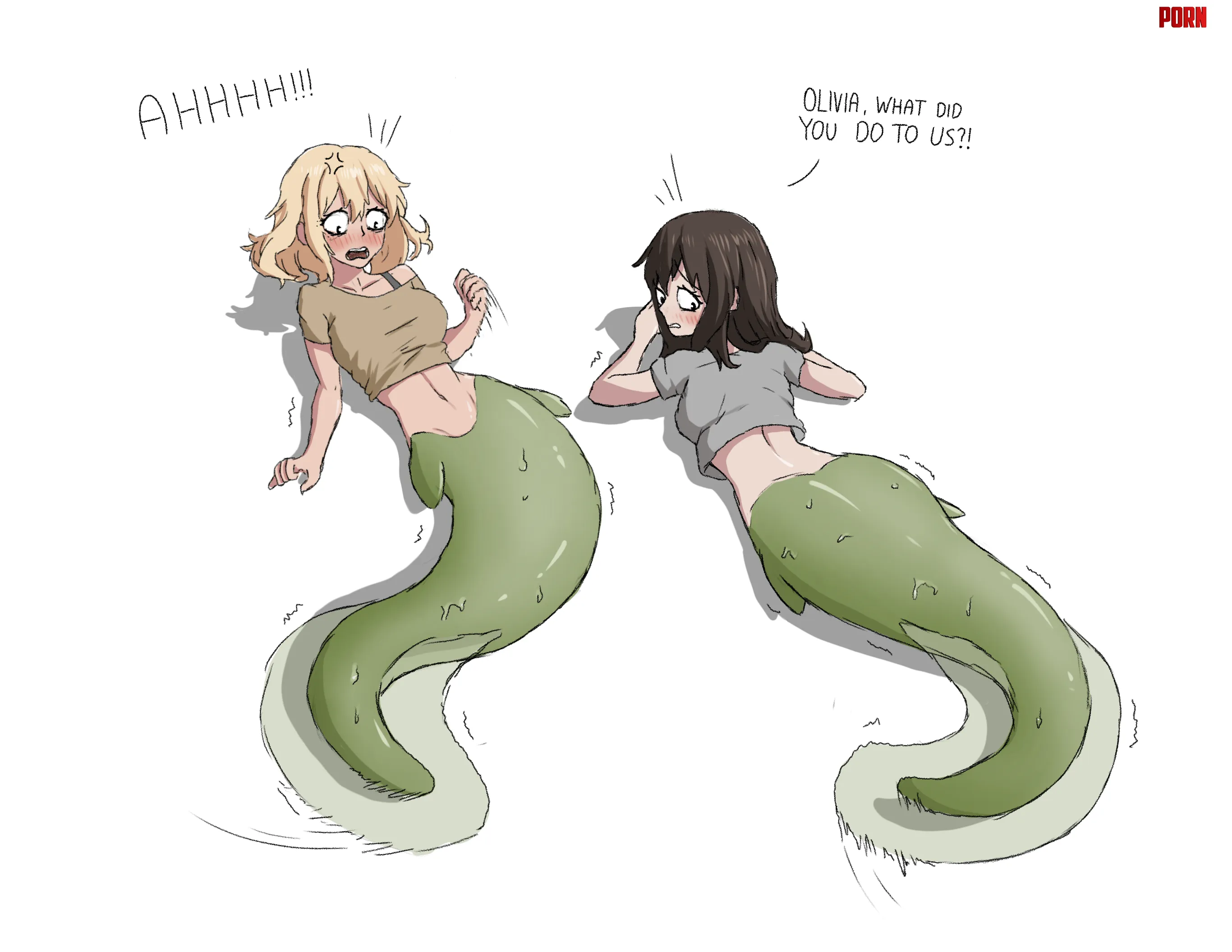 I wonder what Olivia did last night - Eel Mermaid TF by JohnHD11