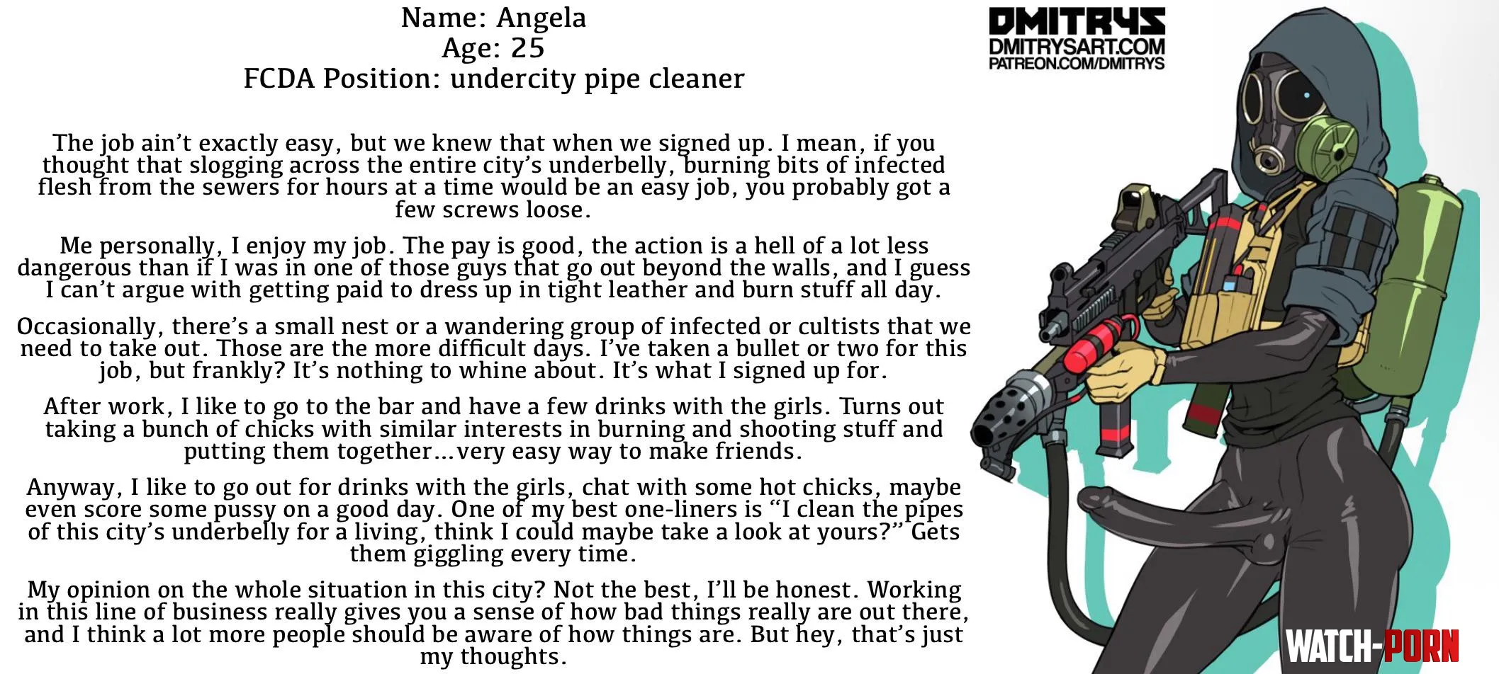 Futanari City Defense Agency personnel: Angela [FCDA series] [character] [interview] by Sir-M-Oxlong