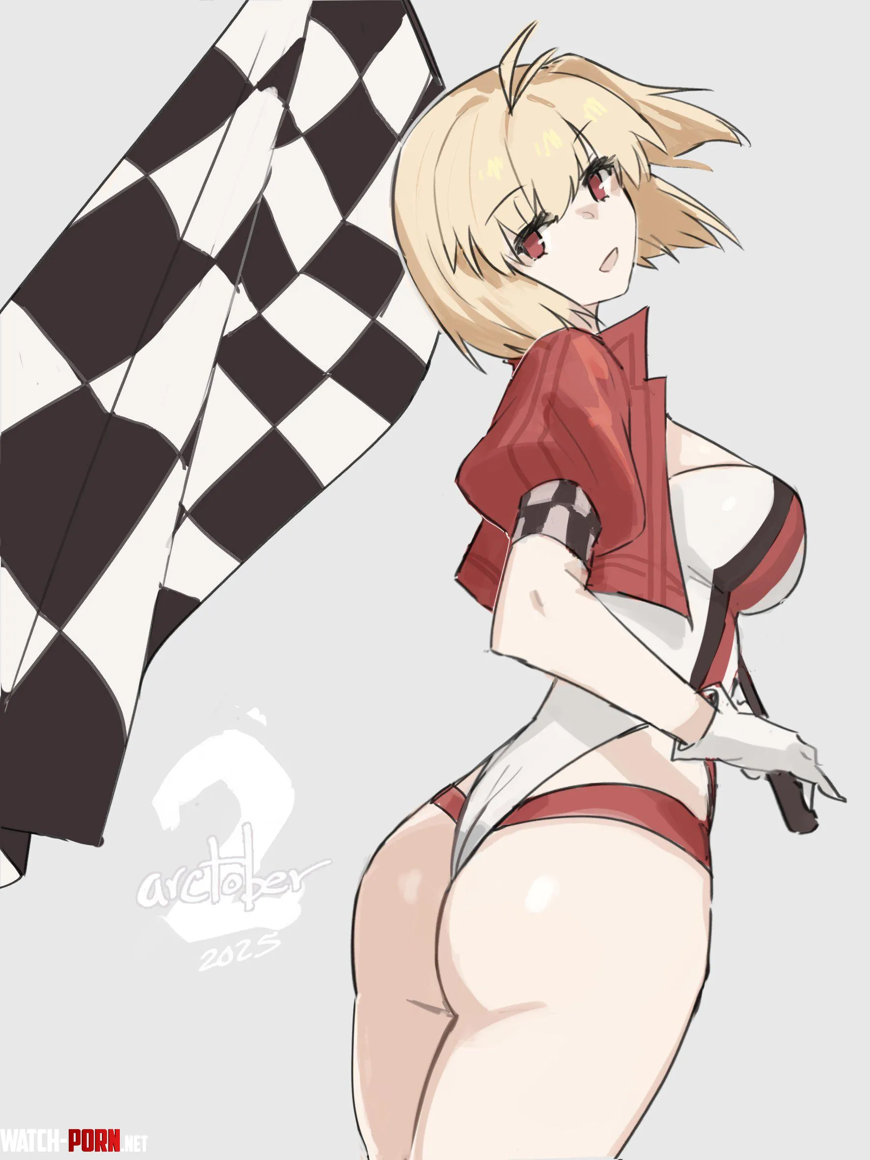 Arcueid in Nero's Race Queen outfit (Jonyeld) [Tsukihime/Fate] by llamanatee