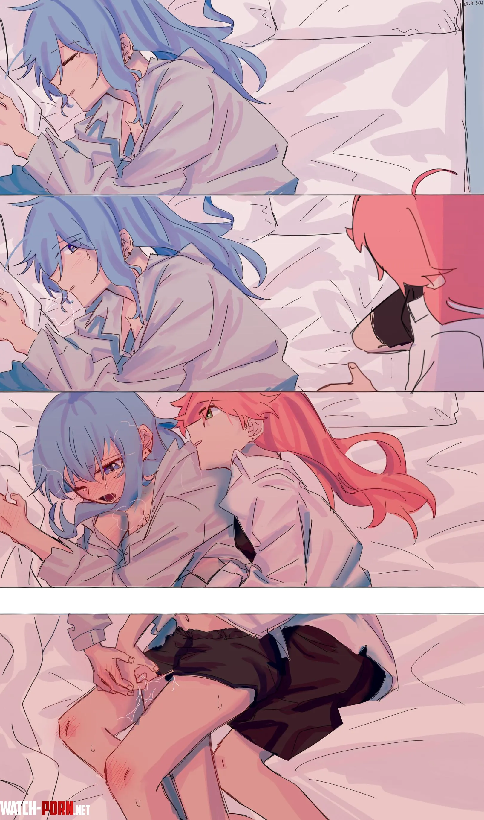 When you're sleeping peacefully but your girlfriend has other plans (hanbaagaakunkan) [Hololive] by HentaiDepartment