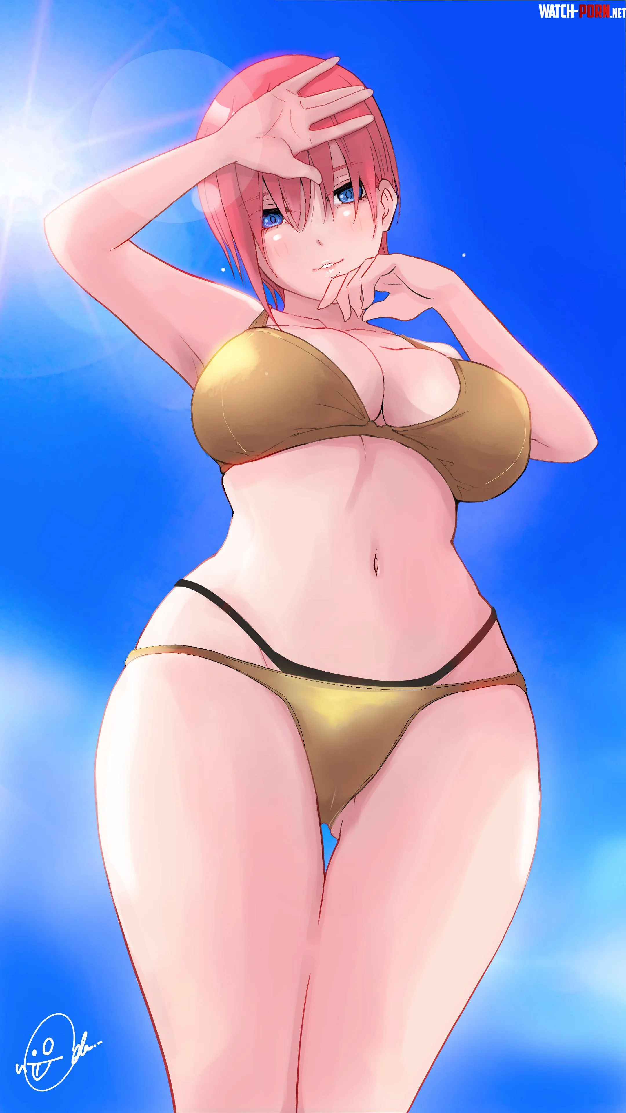 Ichika Nakano Wearing Her Gold Bikini [Quintessential Quintuplets] by Csxc