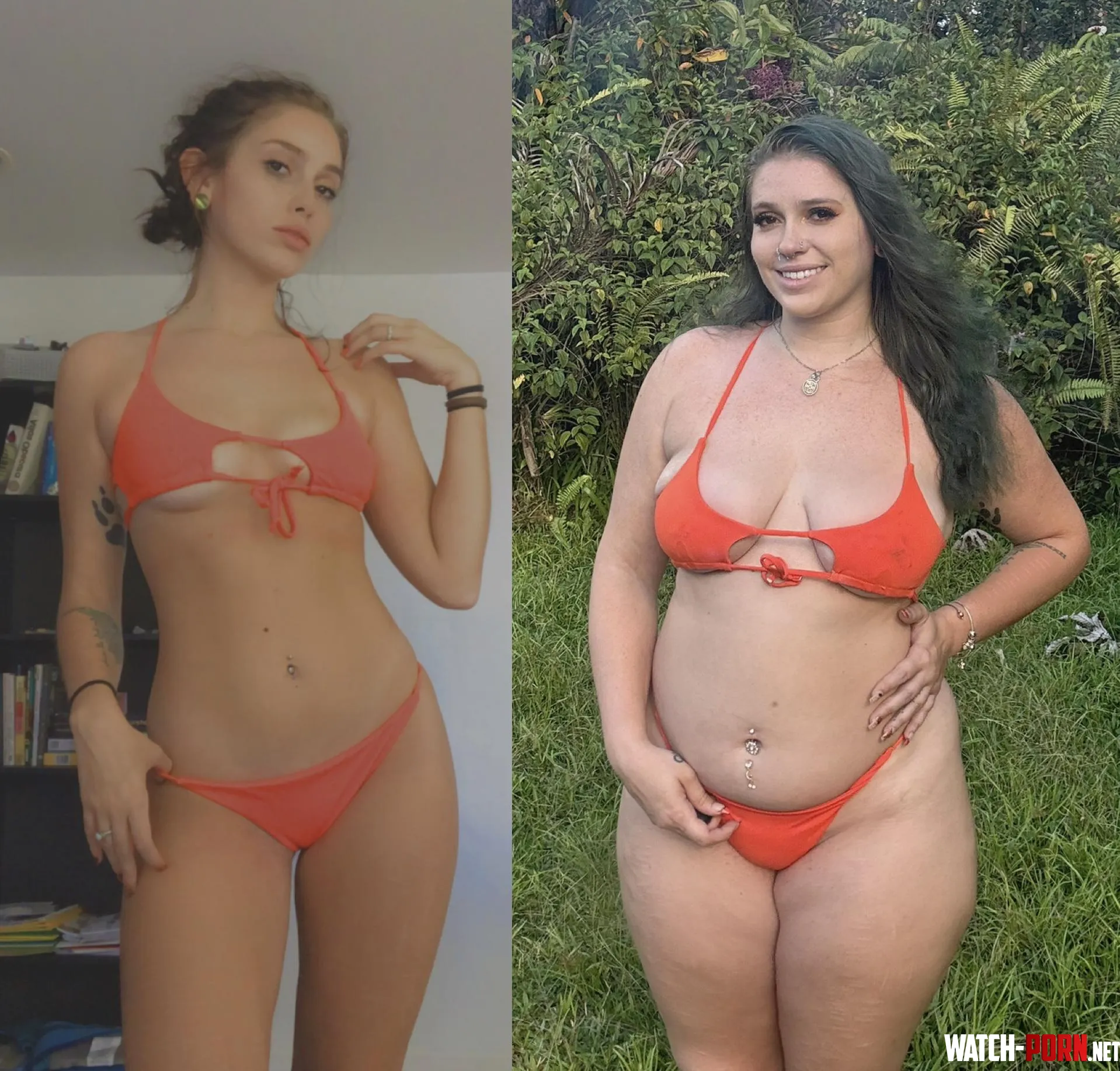 Of course we needed a festive fall bikini before and after 🥹🧡🍂✨ by bellissimobelly
