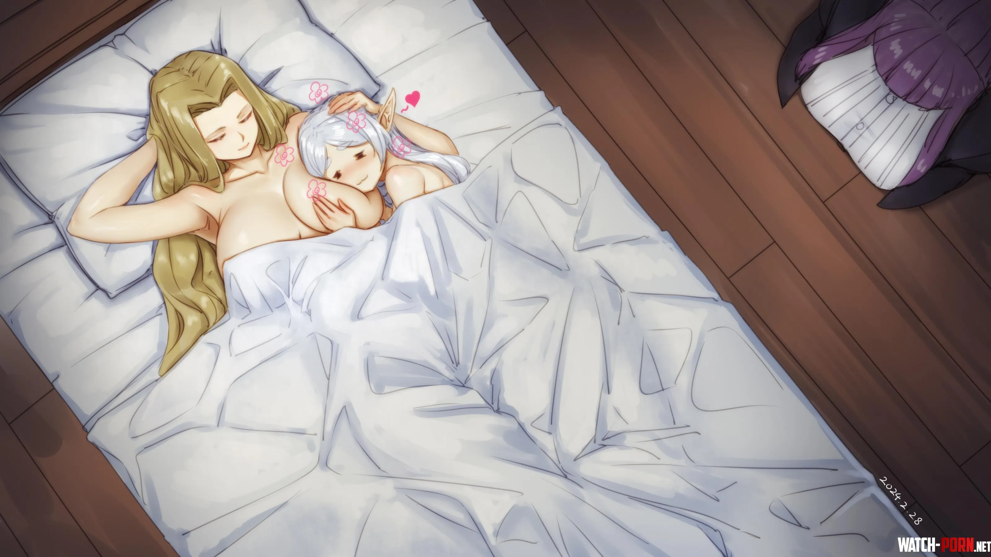 Frieren resting on Methode's pillows (Seimei Douji) [Frieren: Beyond Journey's End] by BoredMoron30
