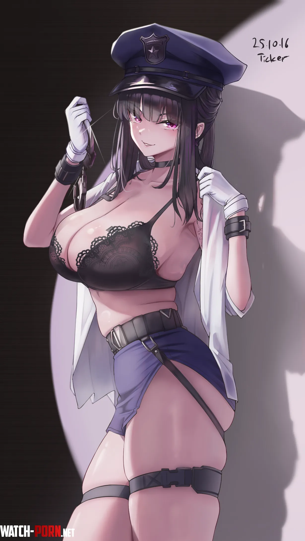 Police D showing her black bra (Ticker / kks2ksy) by elegantloveglimmer