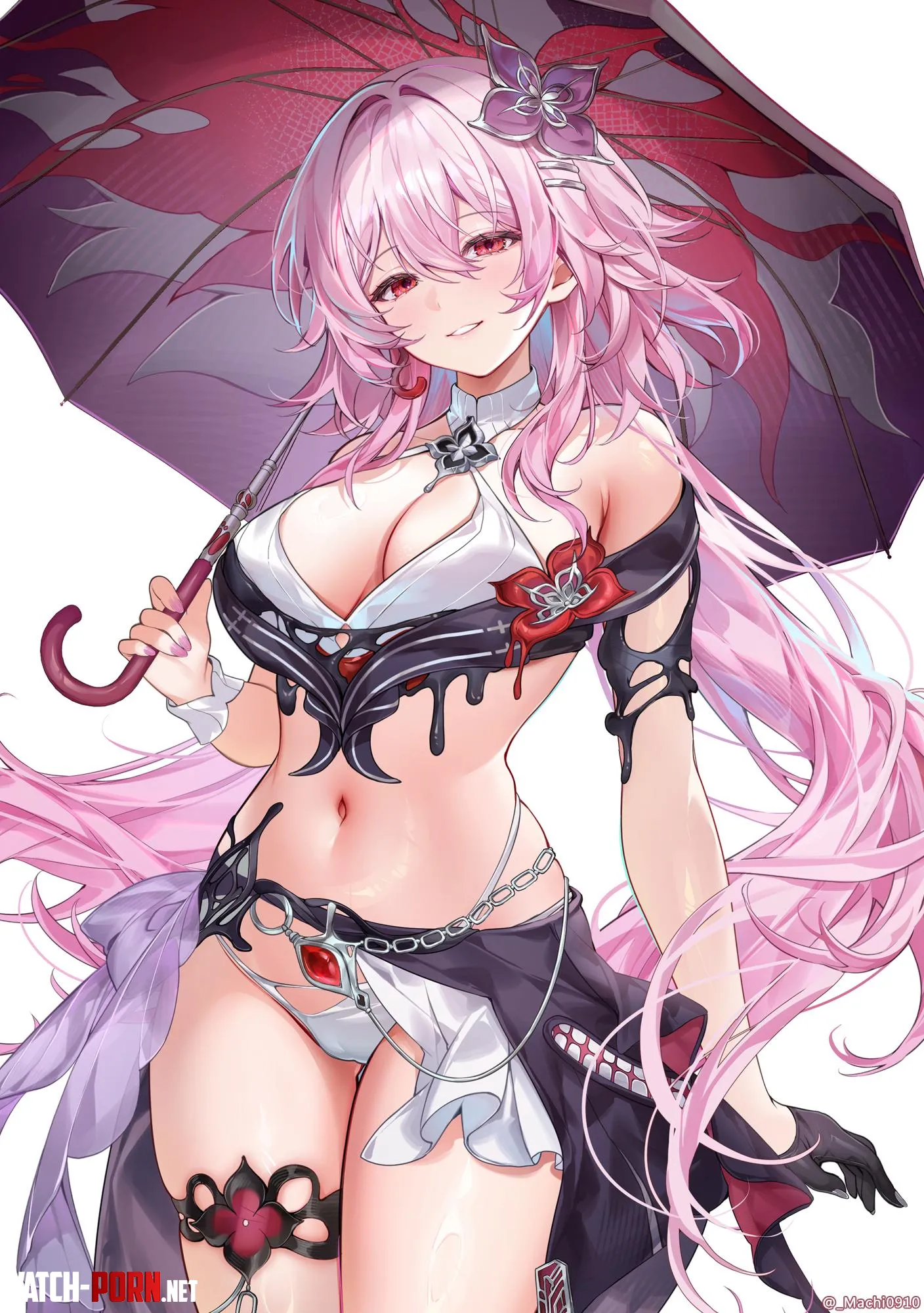 Evernight in black sarong and bikini (MACHI / _Machi0910) [Honkai Series / Honkai: Star Rail] by elegantloveglimmer