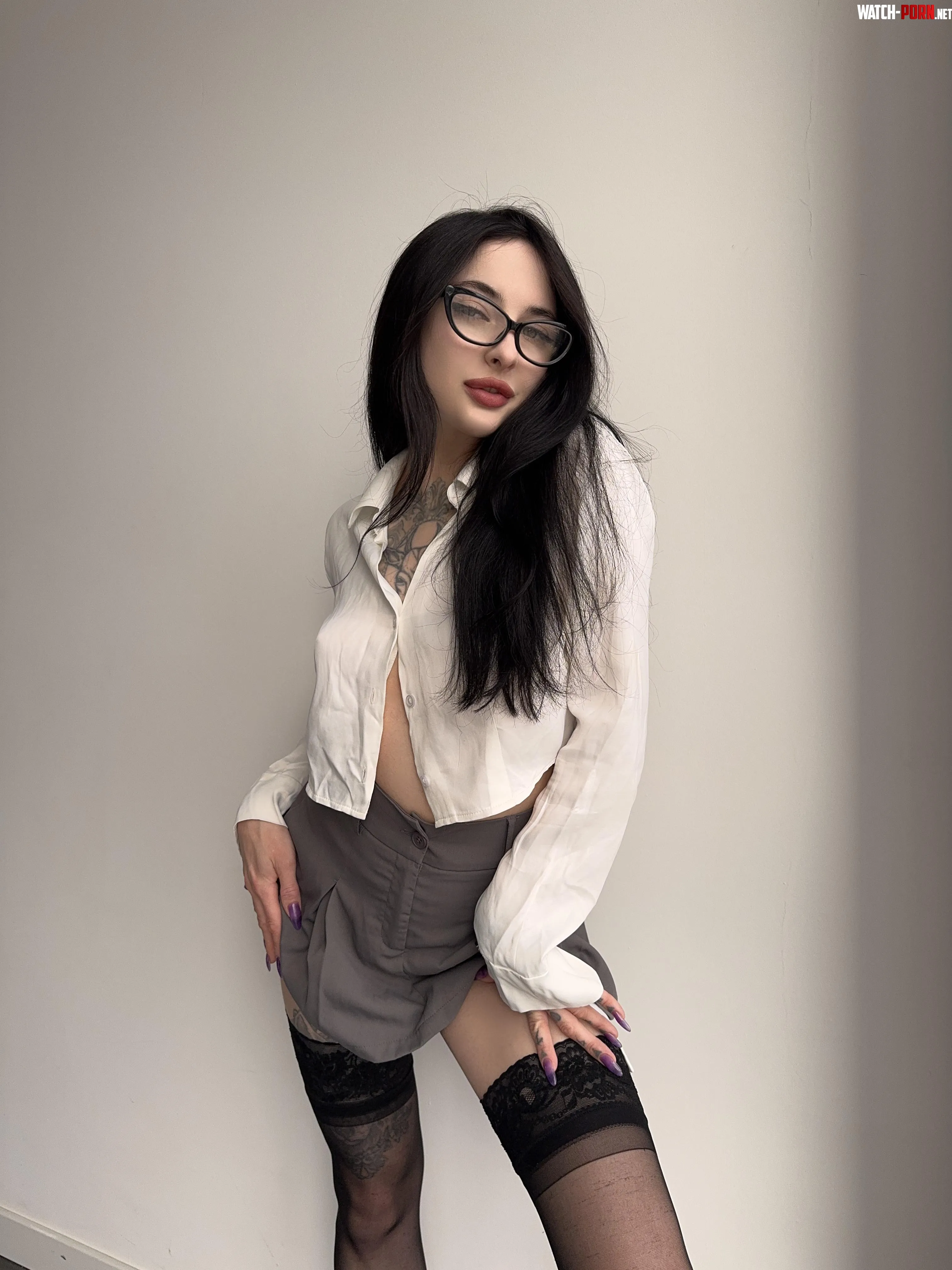 I wore a short skirt and stockings at my boss's request by Alisonbaileyyy