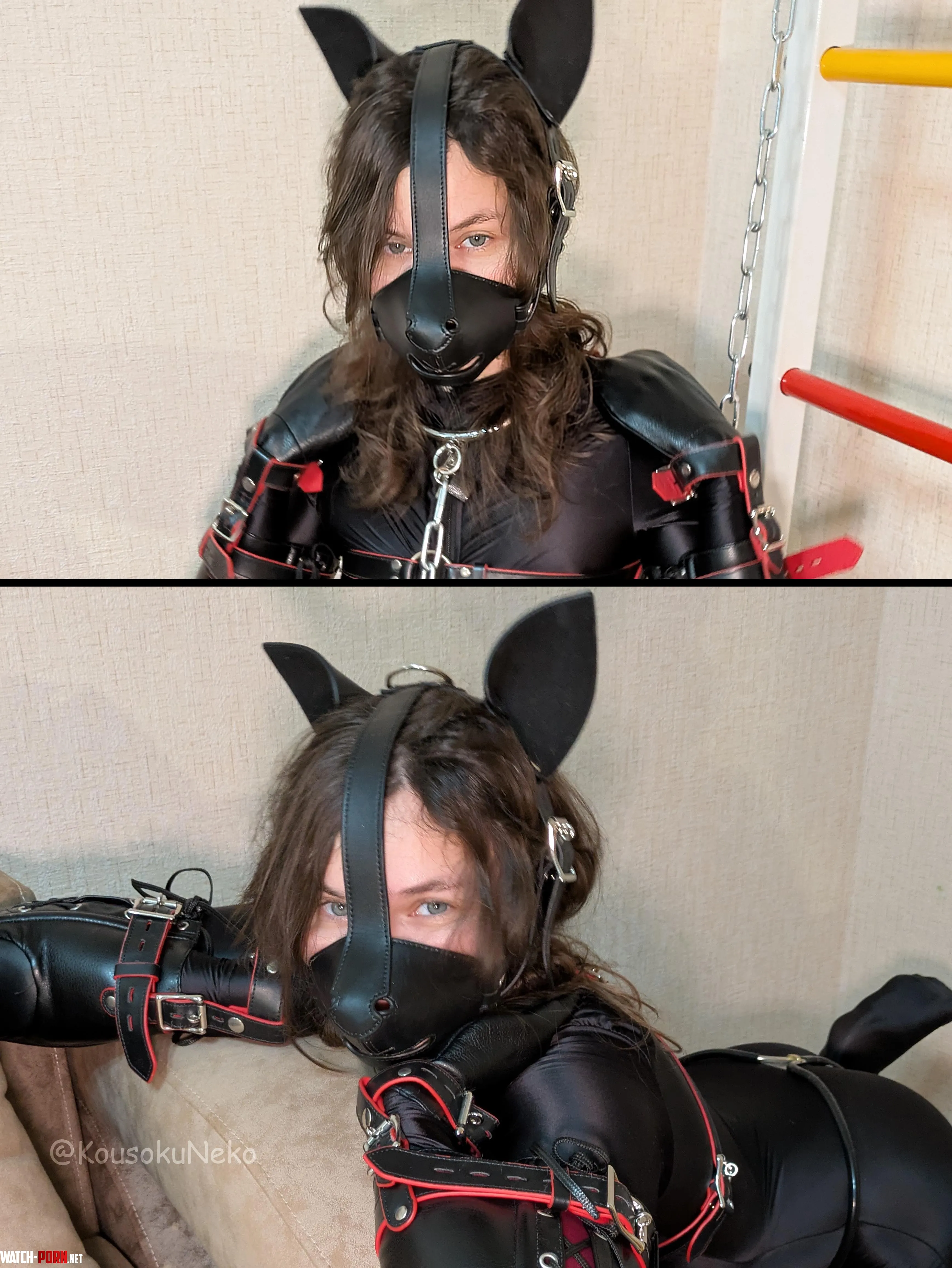 Me before and after an orgasm halfway through Locktober. See the difference? 🤭 by kousokuneko_chan