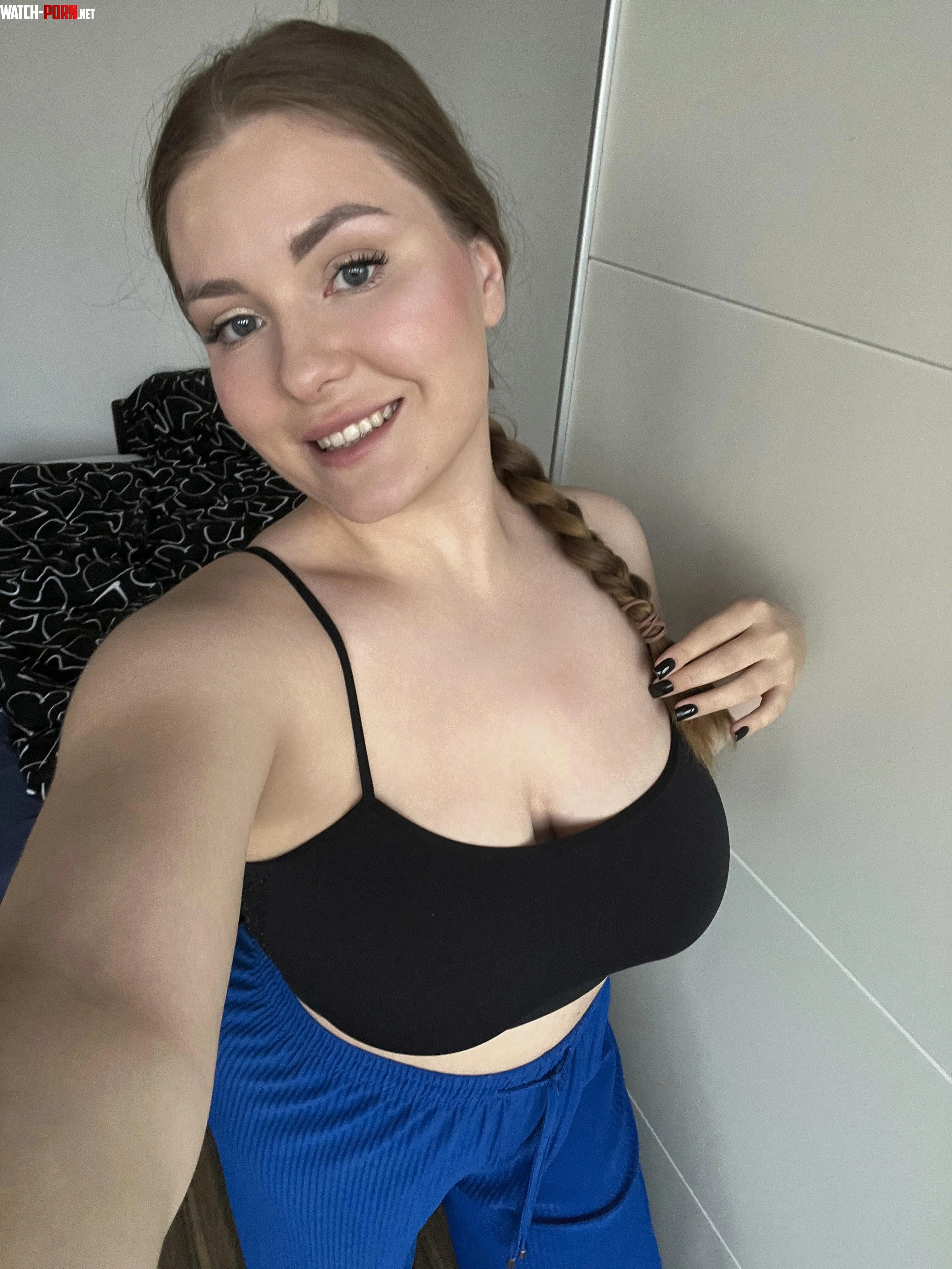 Braless morning yoga! Who's joining? 🧘‍♀️ by sneezymacaron