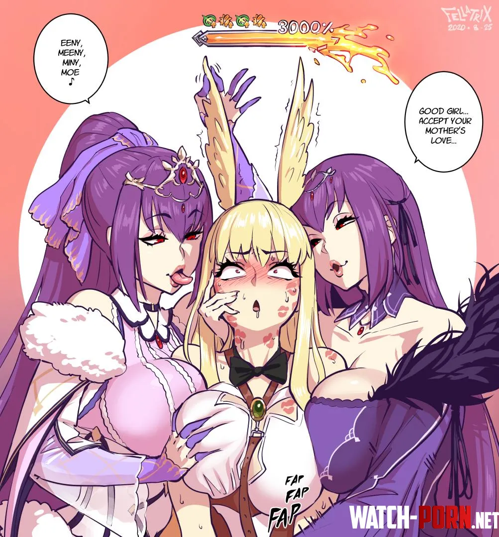 Double Skadi leave a lot of lipstick on Valkyrie (Fellatrix) [Fate Grand Order] by Yamada_horny