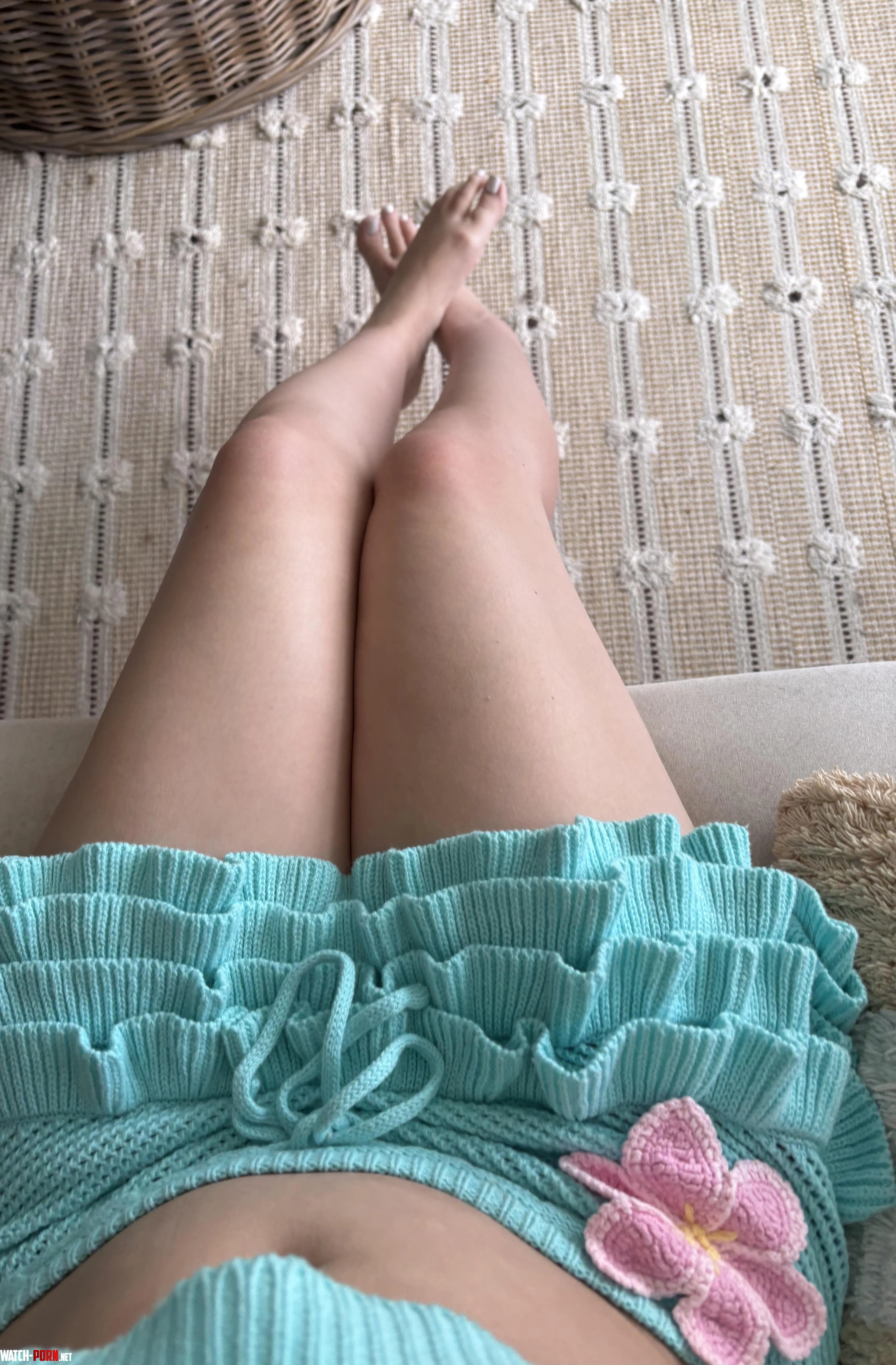 Blue skirt relaxing at home in the autumn air by sienna_doll
