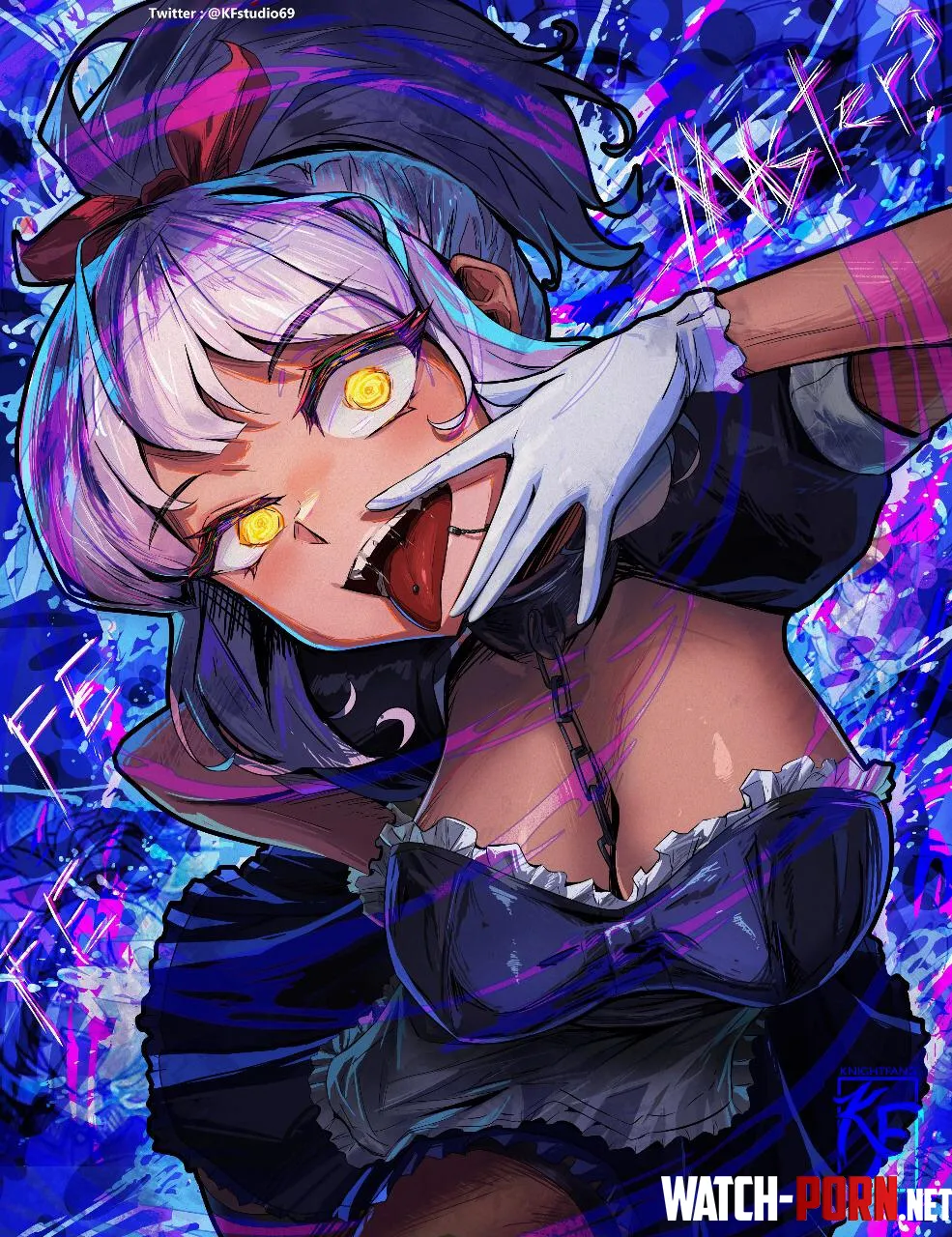 This naughty girl, Fefe is giving that lewd pose.  (Fefe) [VTuberFefe] by _SassyHeart