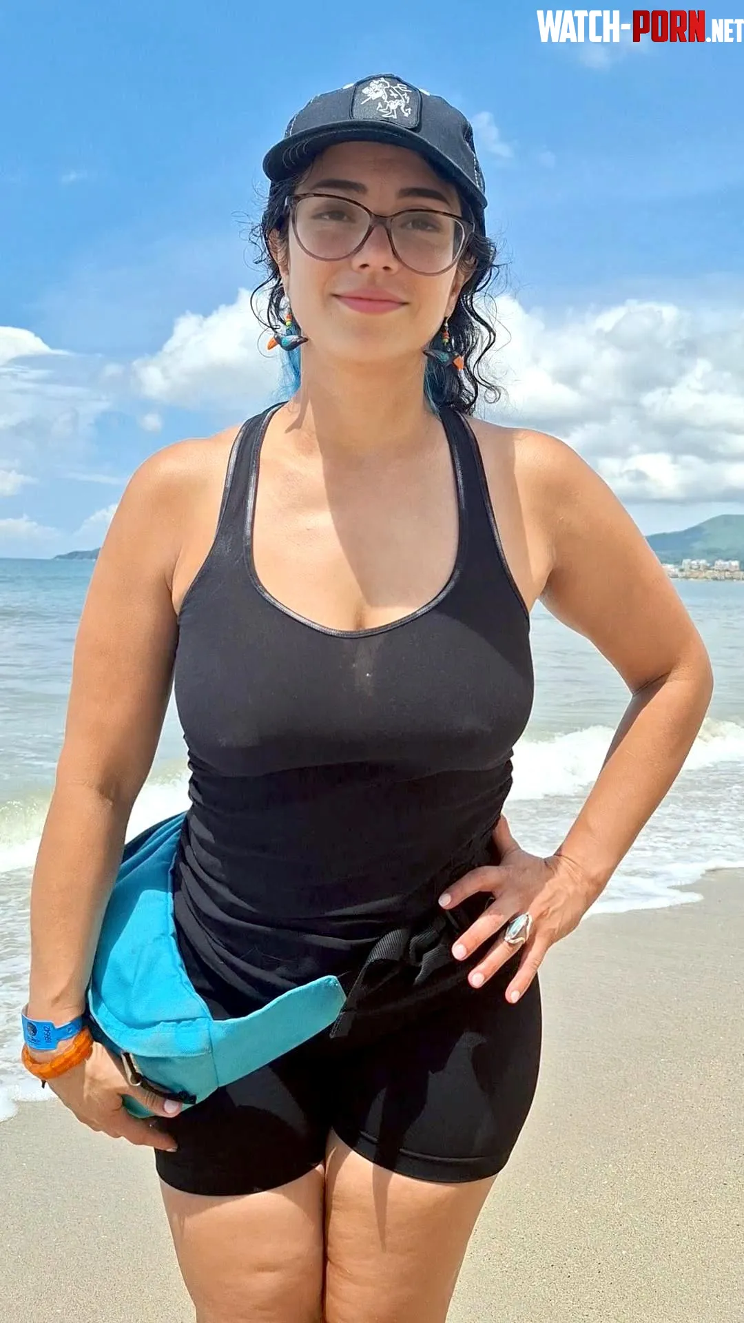 Nips poking out at the beach by Braless_babe