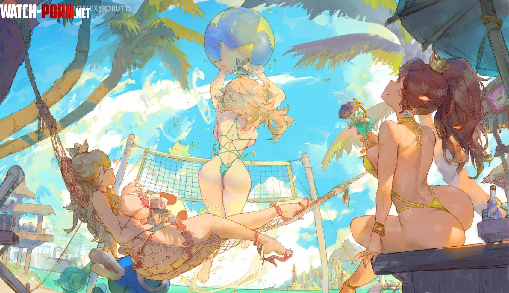 Princesses at the beach (cutesexyrobutts) by Da_Darius