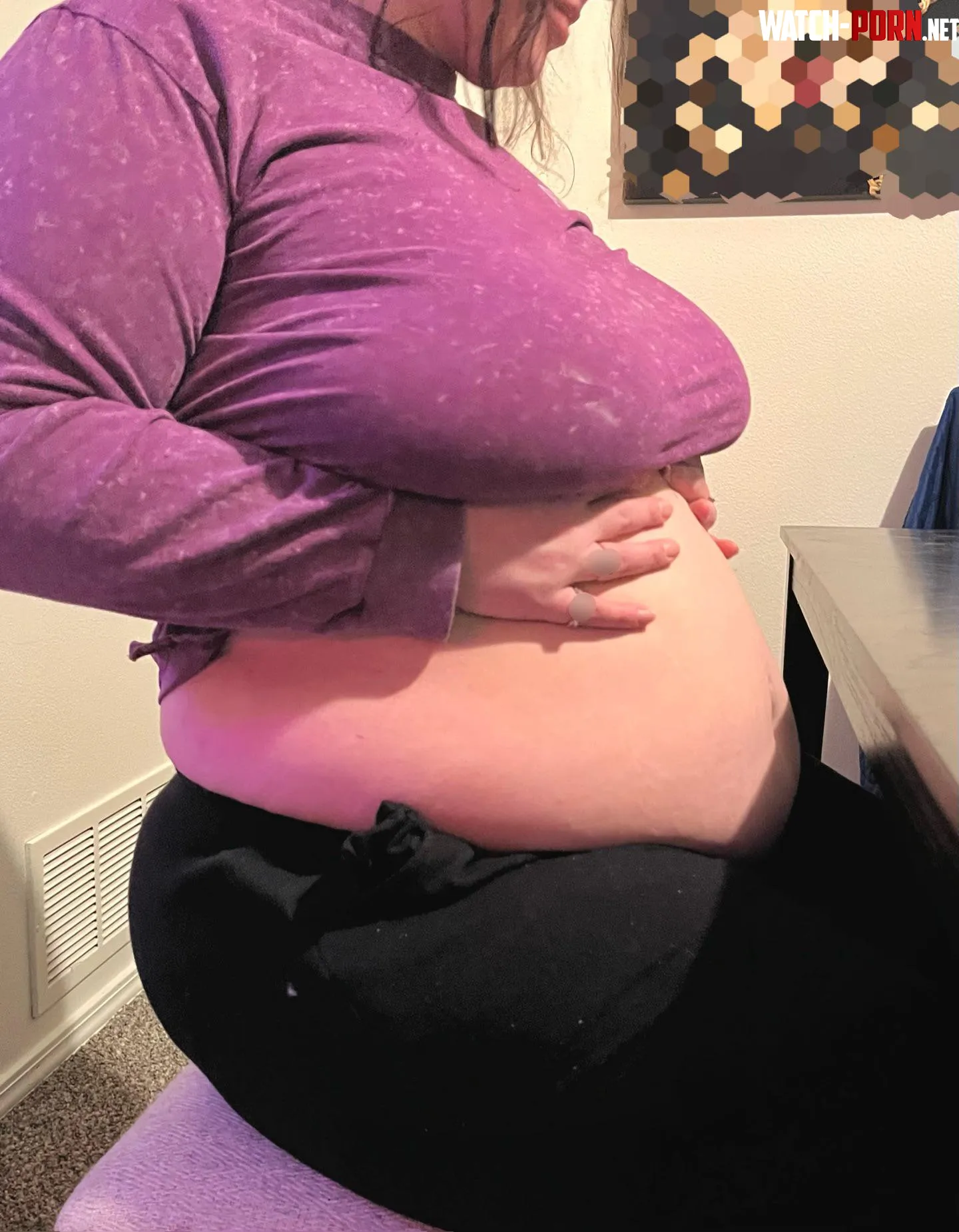 Huge dinner has my belly so taught and heavy. by VictoriasBelly