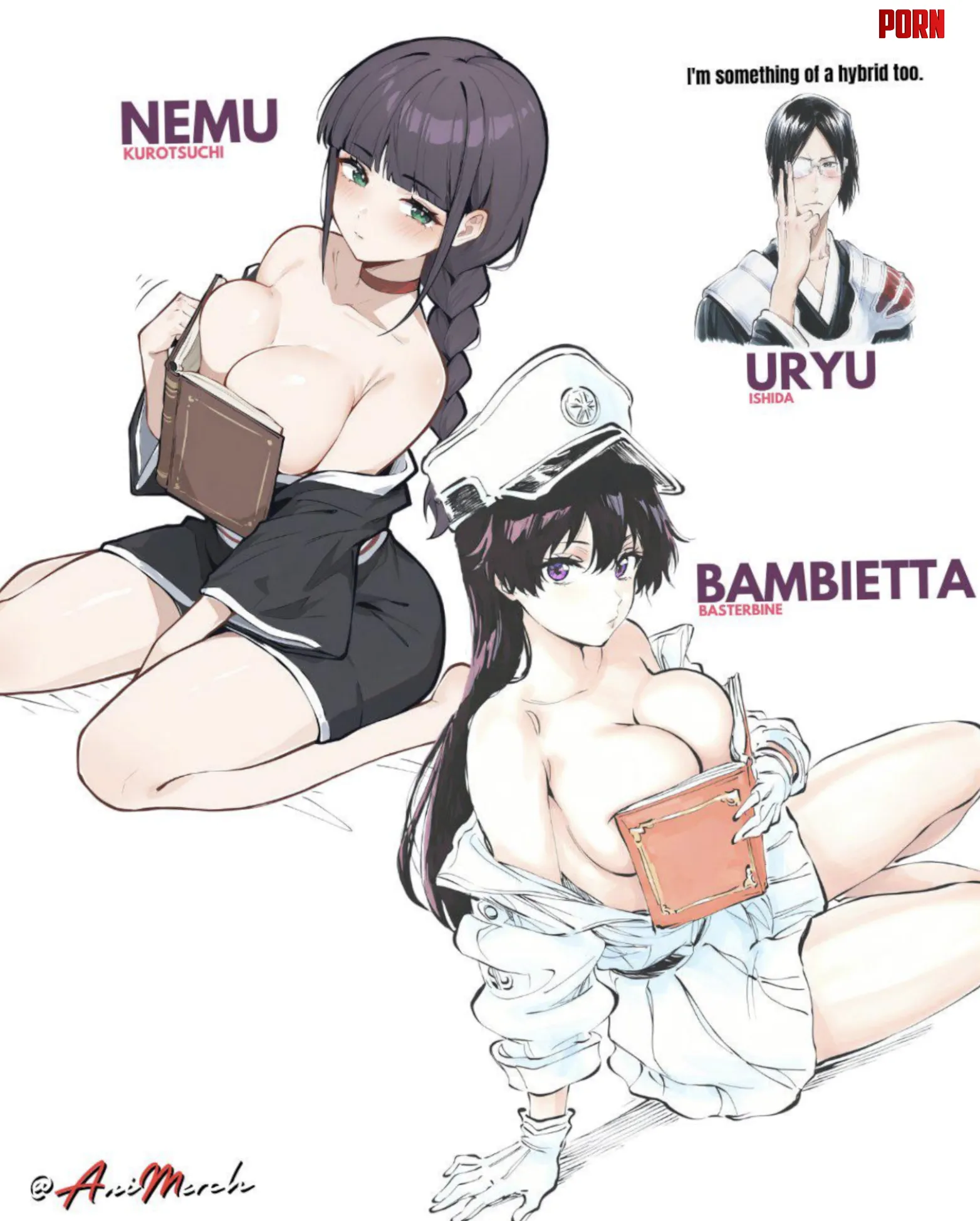 Girls reading with booba (KURO) by lostthehoney