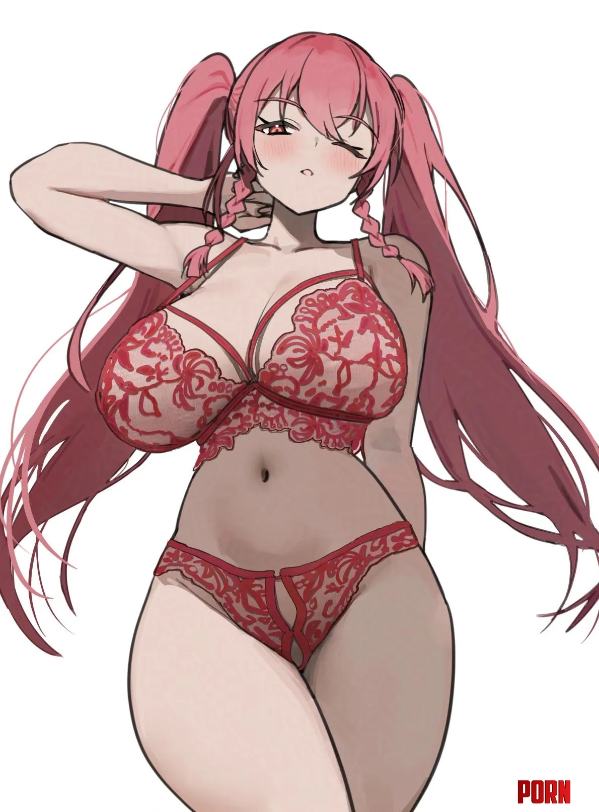 Red Lingerie (TWIN) [Original] by NautyNautilus