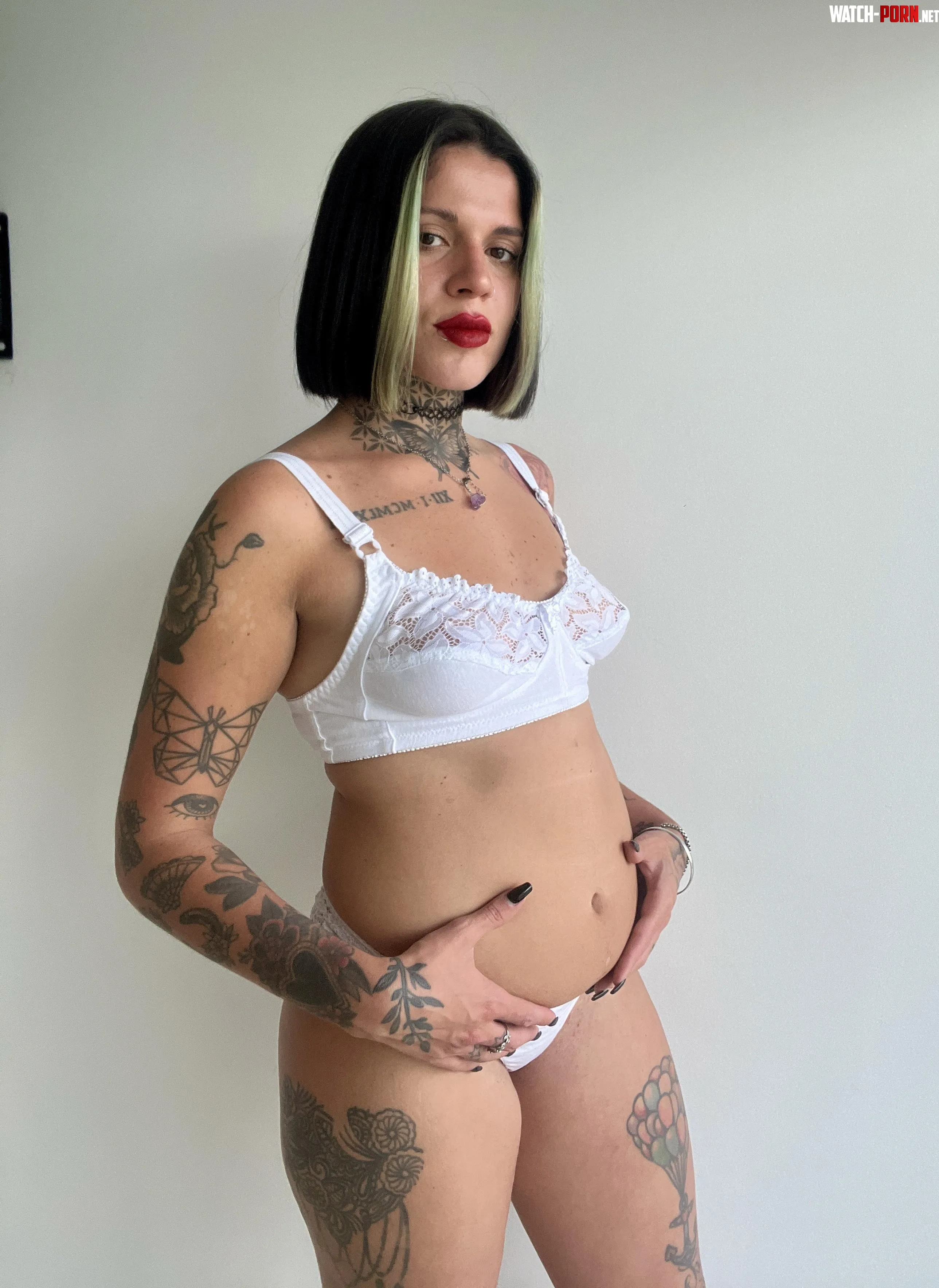 My belly looks so big after eating too much, I would love for you to feel how soft it is by girlytattoo
