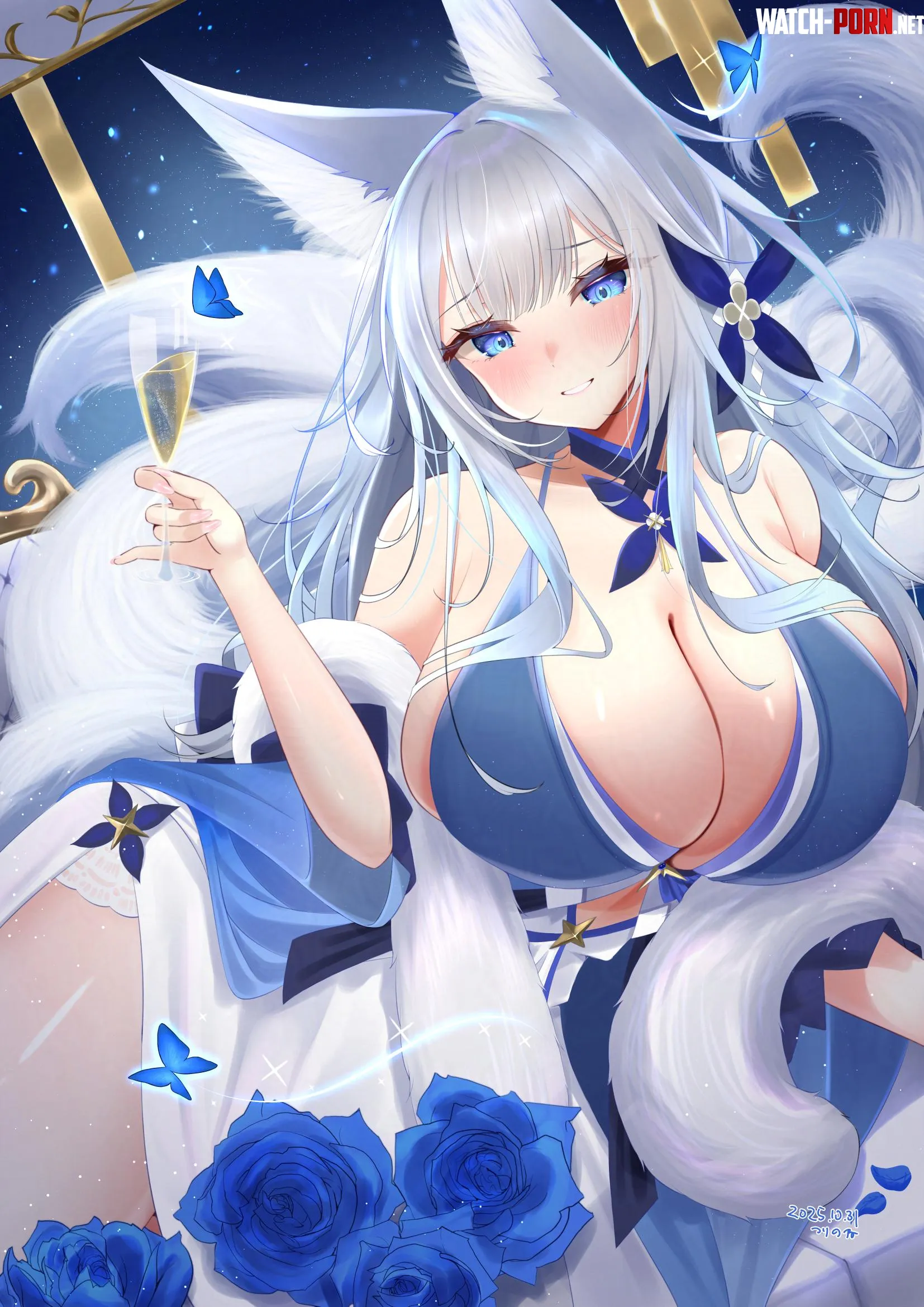 Shinano with champagne flute (Tsuri_pi) [Azur Lane] by elegantloveglimmer