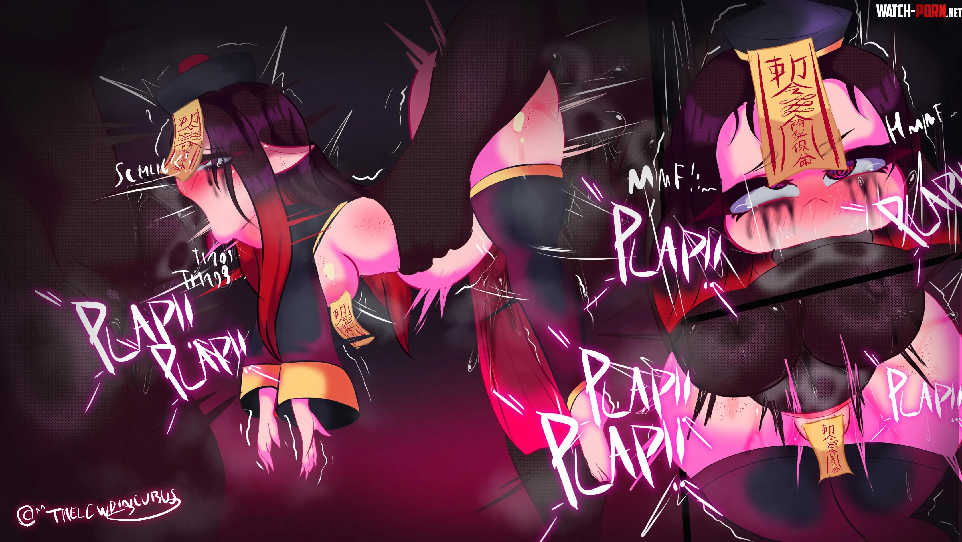 Nezuko getting spitroasted by 2 Horse cock monsters🫣 (Thelewdincubus) by Drake_the_artsman