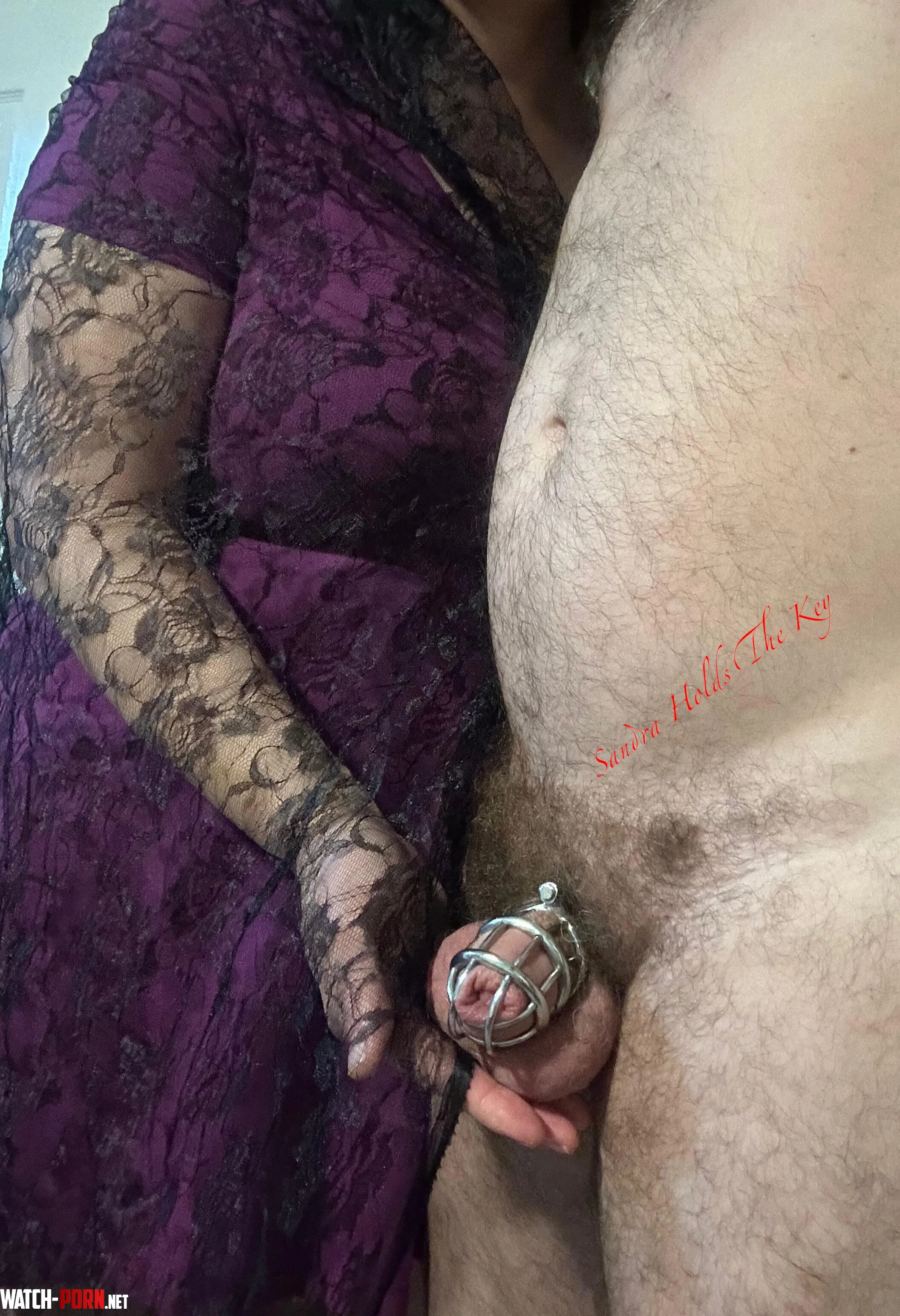 Good Friday morning and Happy Halloween. My caged husband gave me a nice morning orgasm, and his balls are full and blue. We will have some fun with his full balls over the weekend. If he can do a trick, he might get a treat. #SandraHoldstheBalls by SandraHoldsTheKey