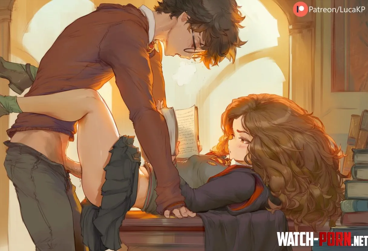Harry &amp; Hermione while doing some school homework by Zayninne