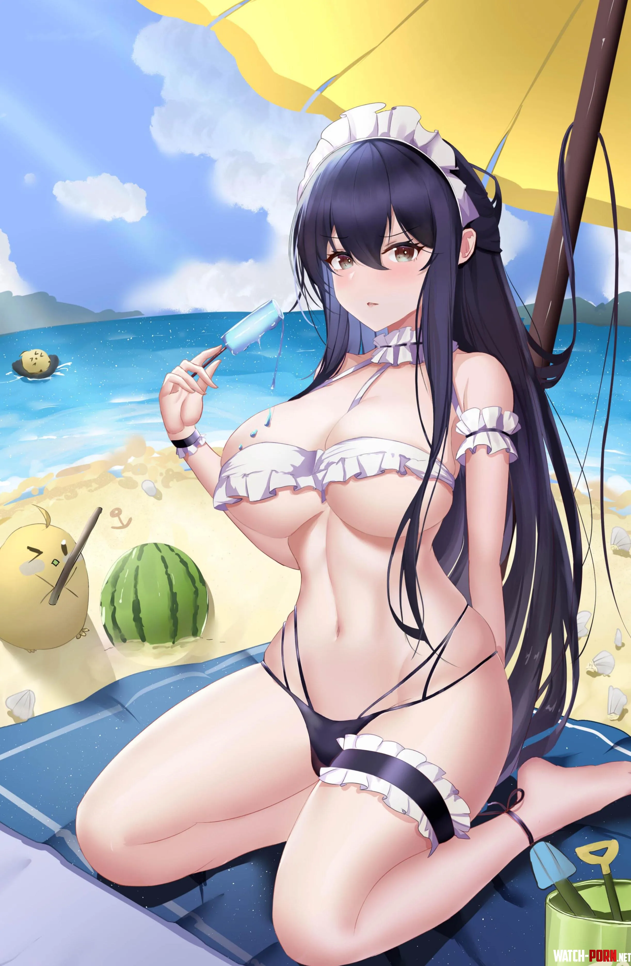 Indomitable in swimsuit with popsicle and watermelon (藤蝶.) by Slorvalin