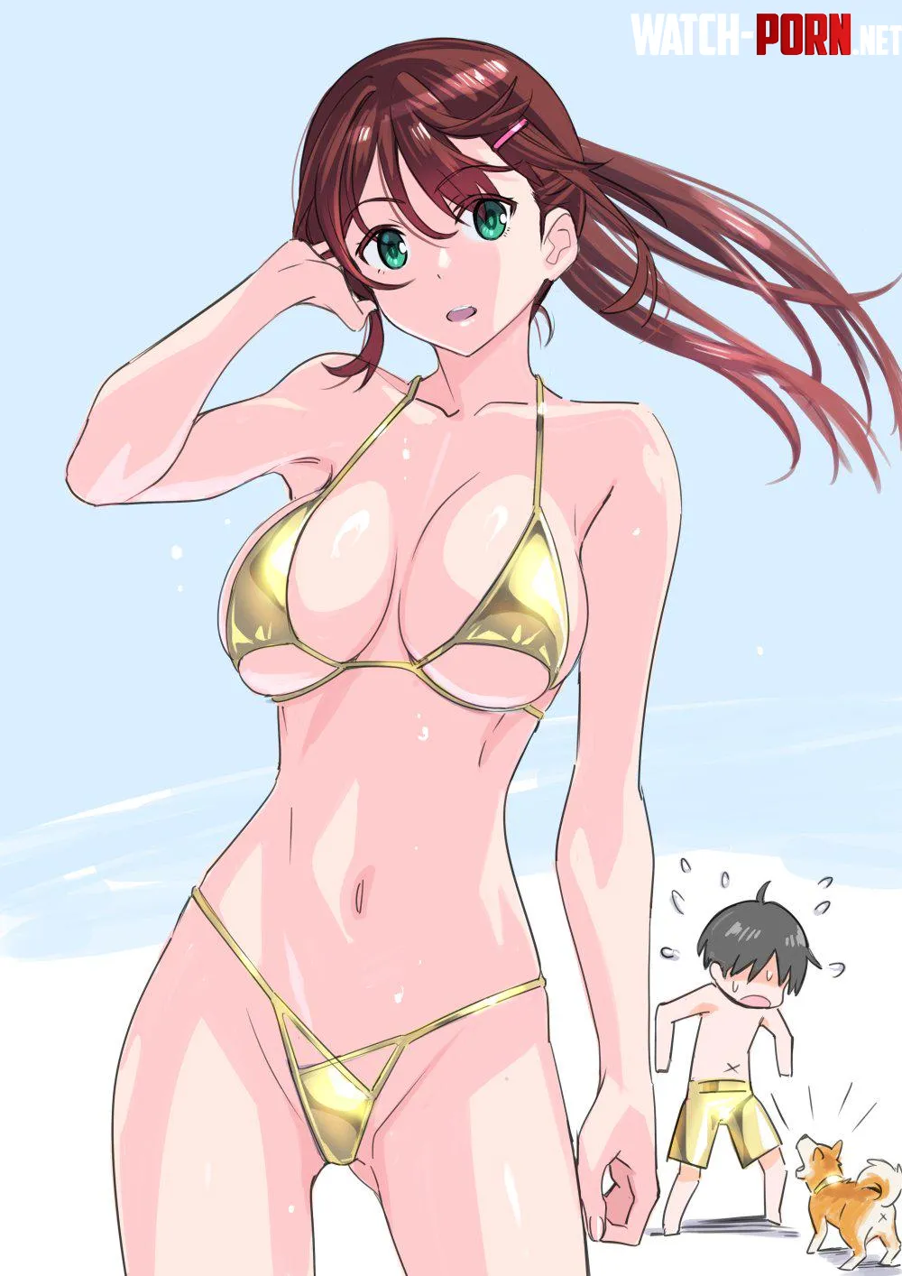 Can you recommend any hentai with a girl wearing a bikini like this? by Umutpool