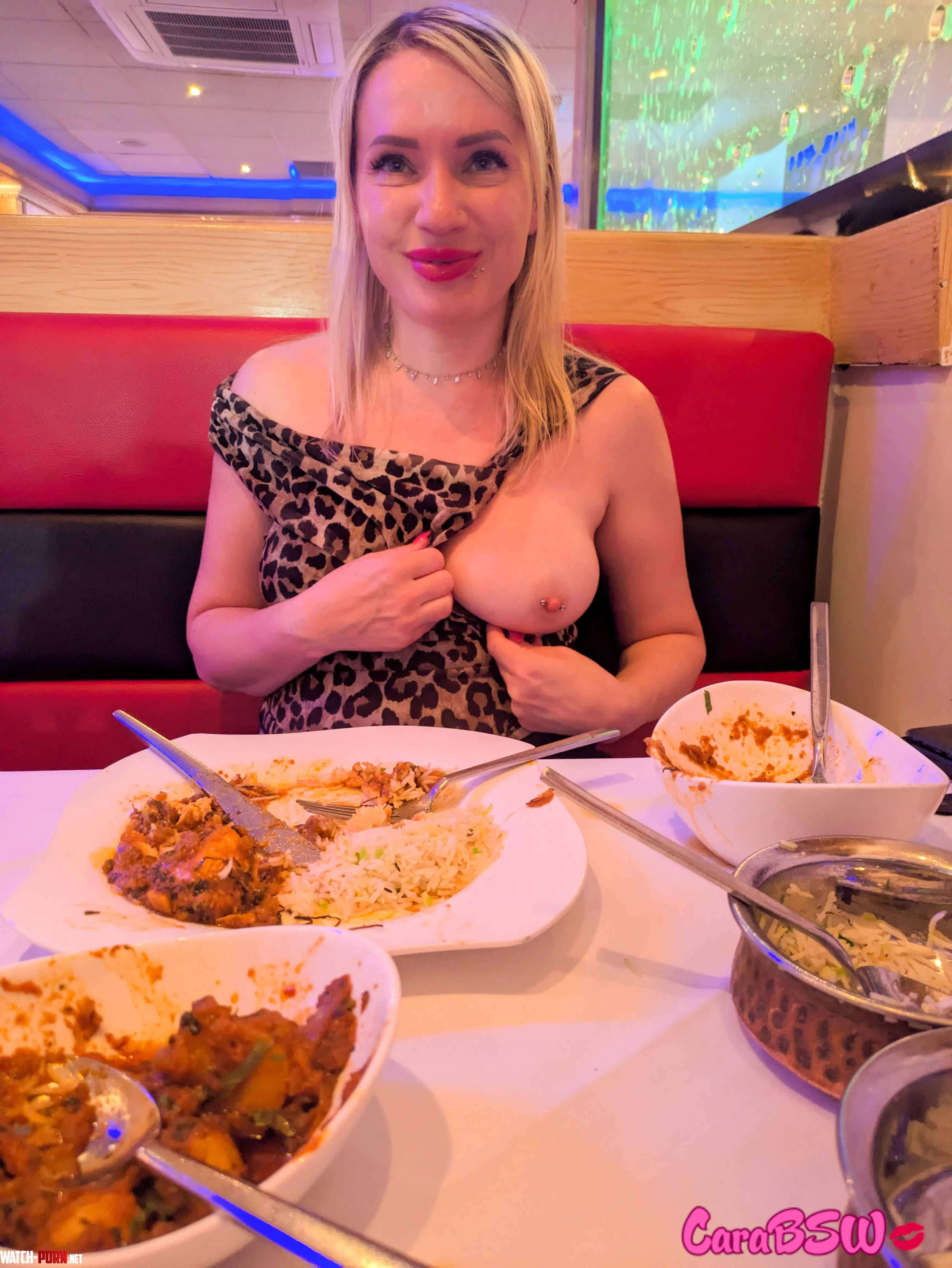 Flashing my tit while at the local Indian Restaurant by CaraBSW