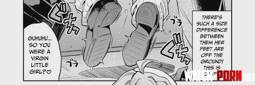LF Mono Source: shoes, baggy socks, lifting person, ahoge, 'There's such a different size between them her feet are off the ground! This is crazy!', 'Guhuhu... So you're a little virgin girl?' by perhapsasinner