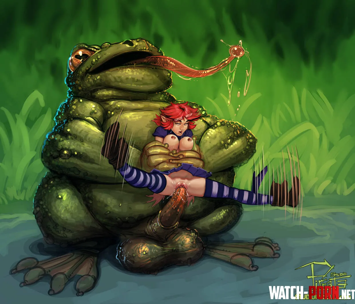 Peach and monster toad (Studio-Pirrate) by EnigmusPrime