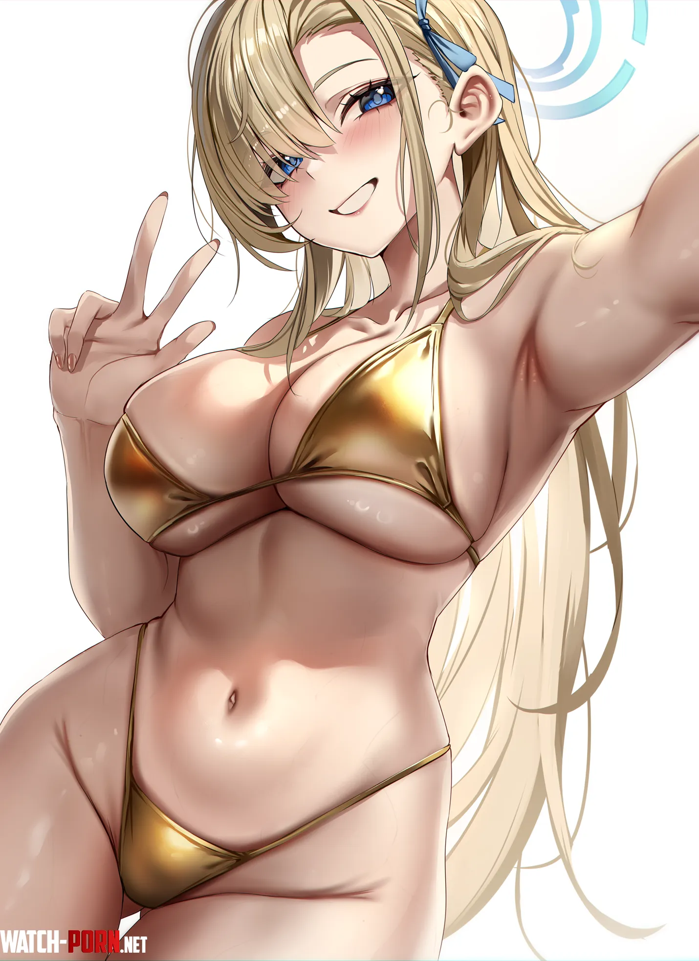 Asuna fetching in gold bikini (KSorede) [Blue Archive] by elegantloveglimmer
